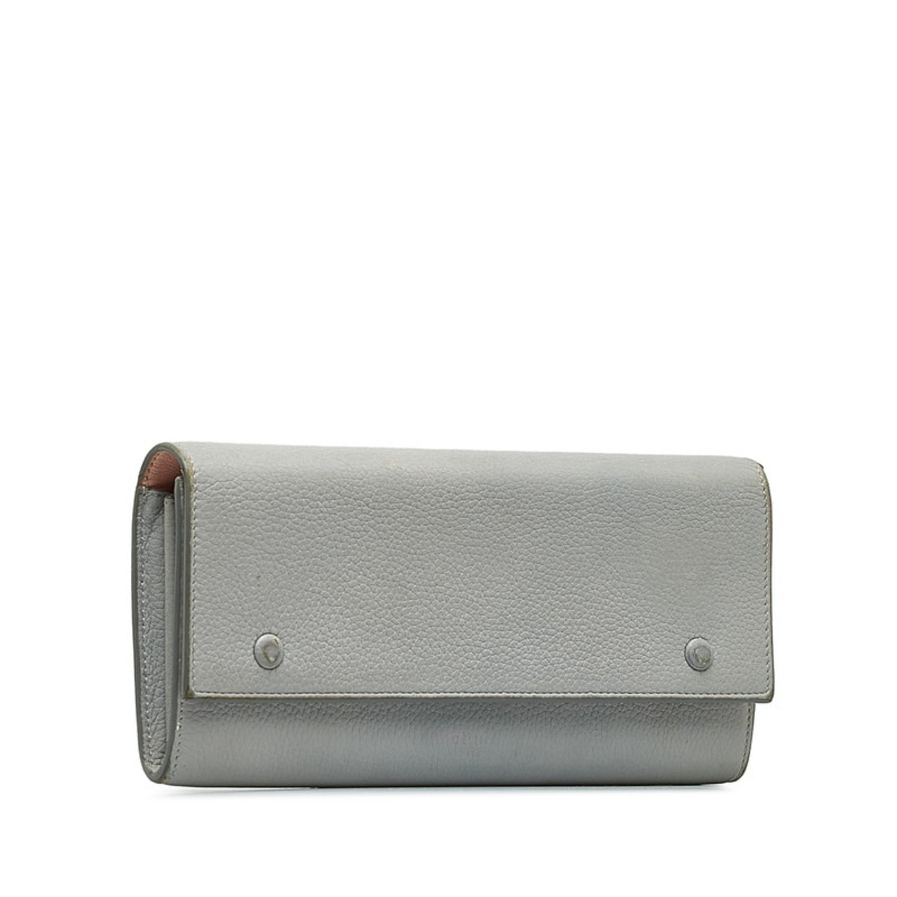 CELINE Large Flap Multi-Function Long Wallet Grey Leather