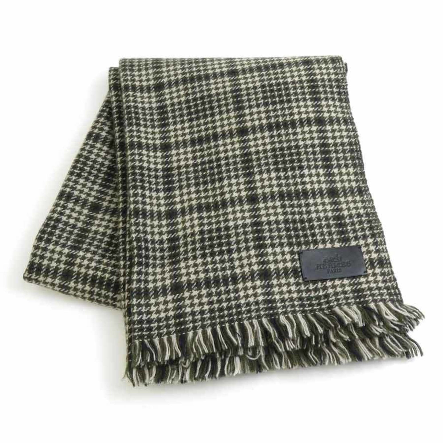 Hermes scarf cashmere wool khaki beige black men women