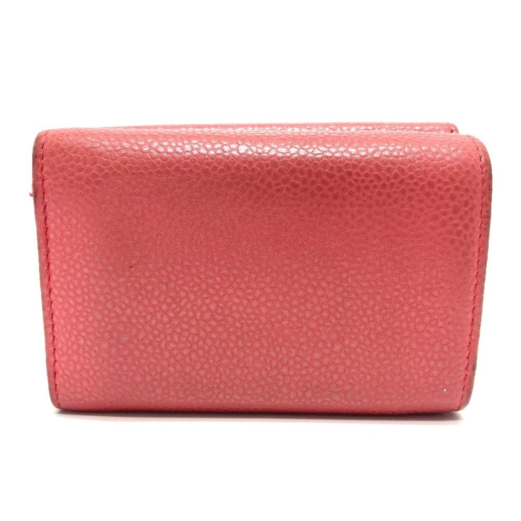 CHANEL CC Coco Mark Double-Hook Small Flap Compact Tri-Fold Wallet in Caviar Leather, Salmon Pink