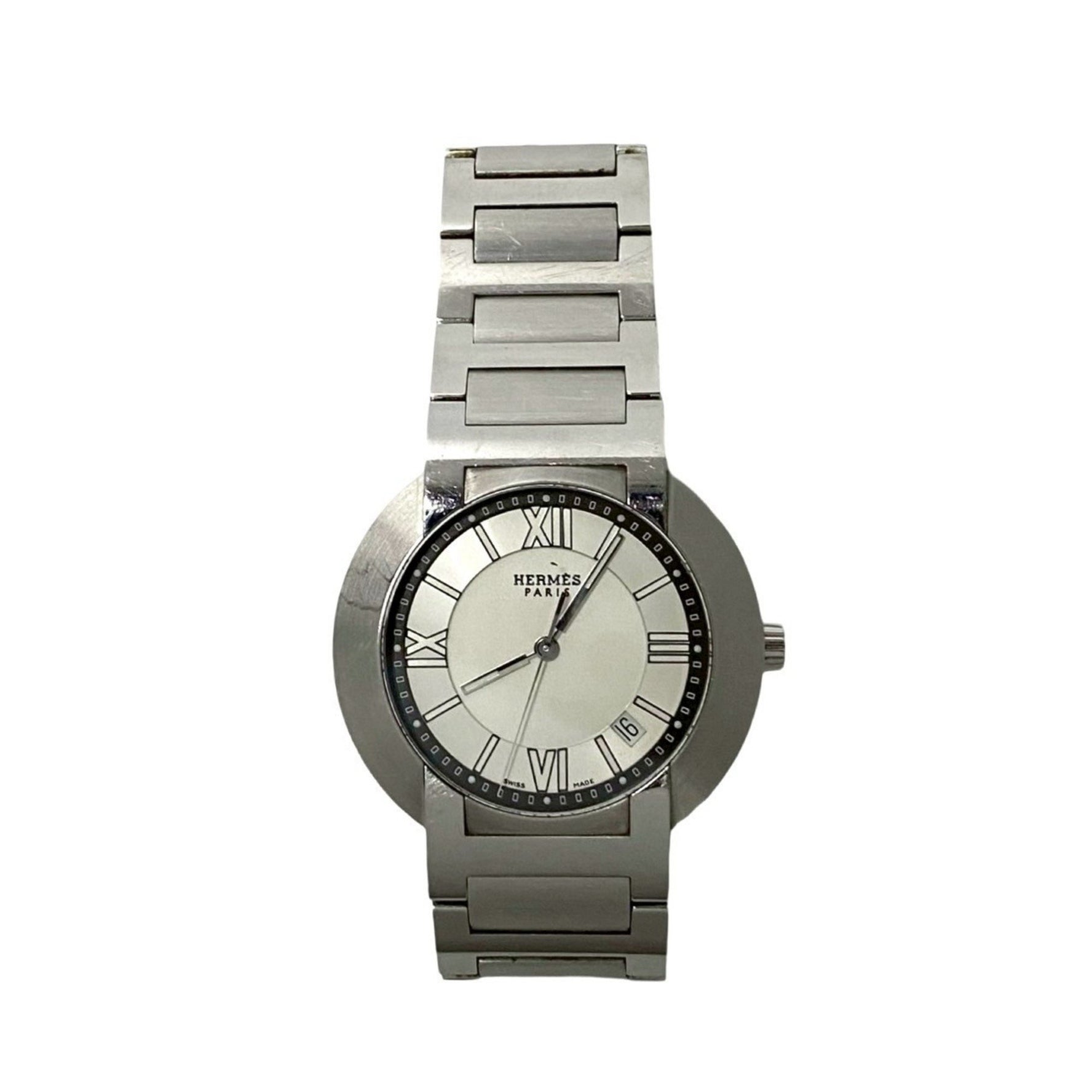 HERMES Nomade Stainless Steel Auto-Quartz Wristwatch, Accessory, Silver/White