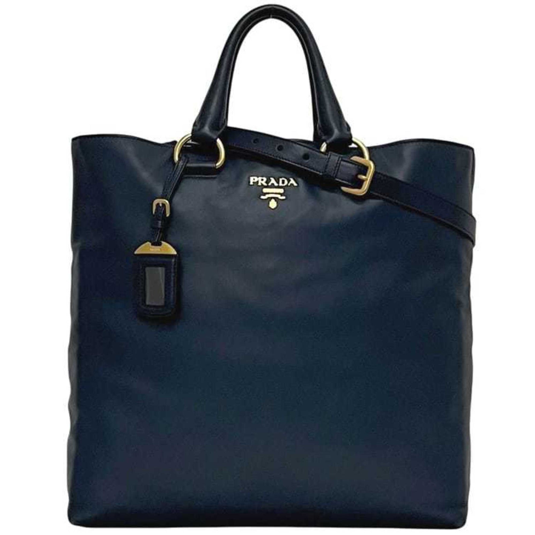 Prada tote bag leather 165 blue size shoulder