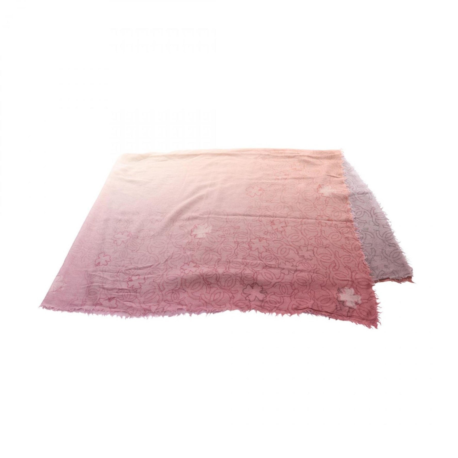 Chanel Coco Mark Clover Cashmere Scarf/Shawl in Brown, Purple, and Multicolor