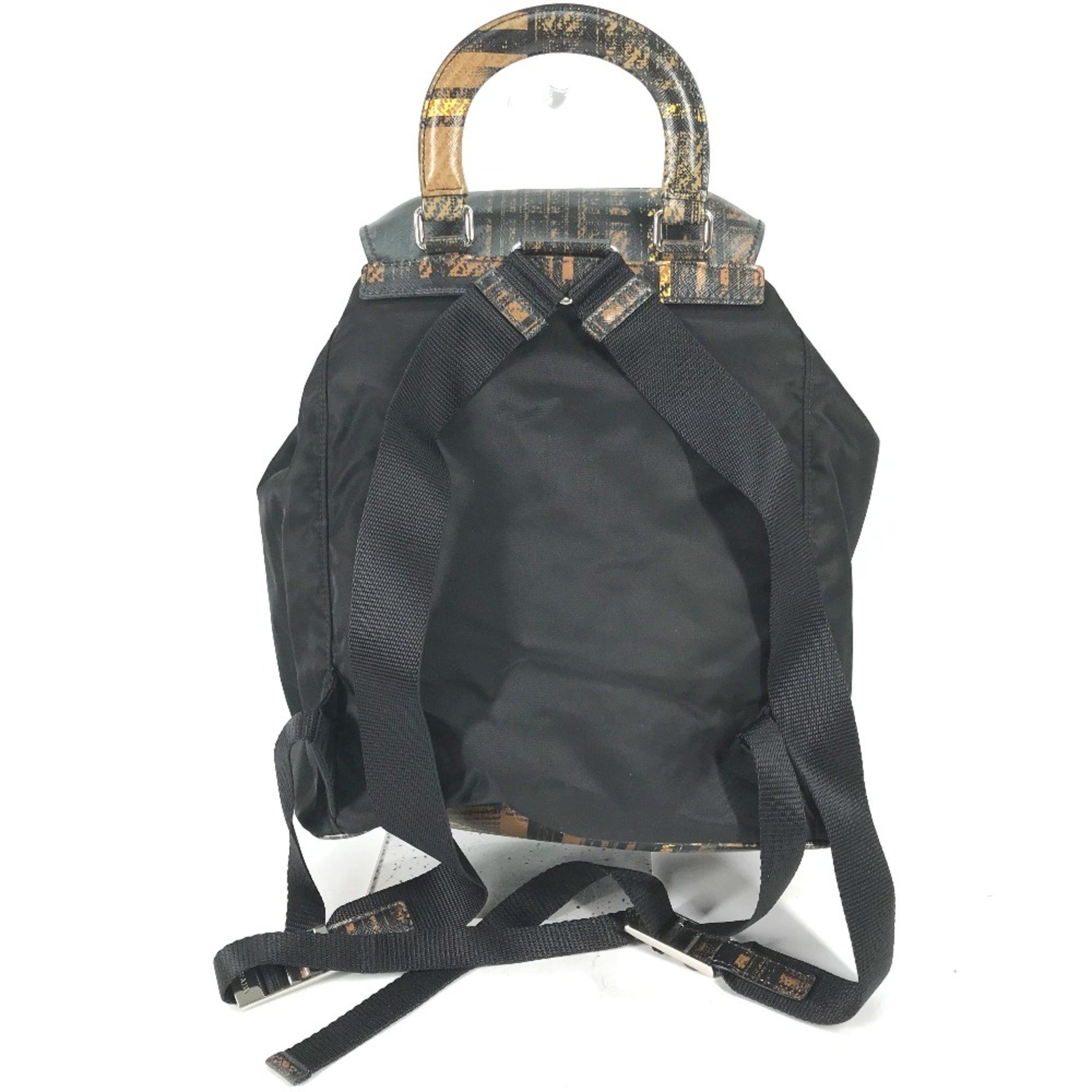 PRADA triangle logo triangle logo plate backpack bag drawstring bag Backpack BeigeBased