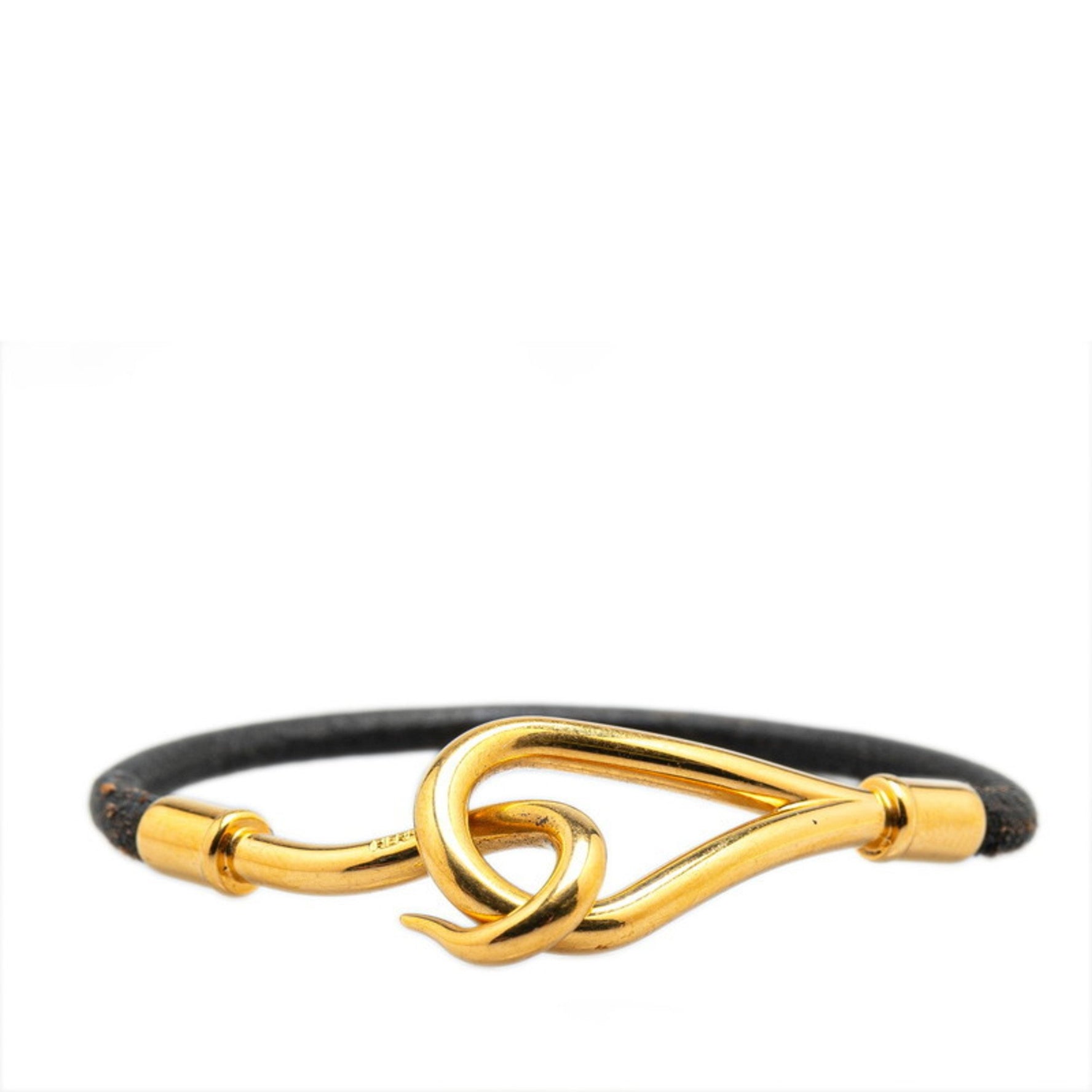 Hermes Jumbo Bracelet in Black Gold Plated Leather