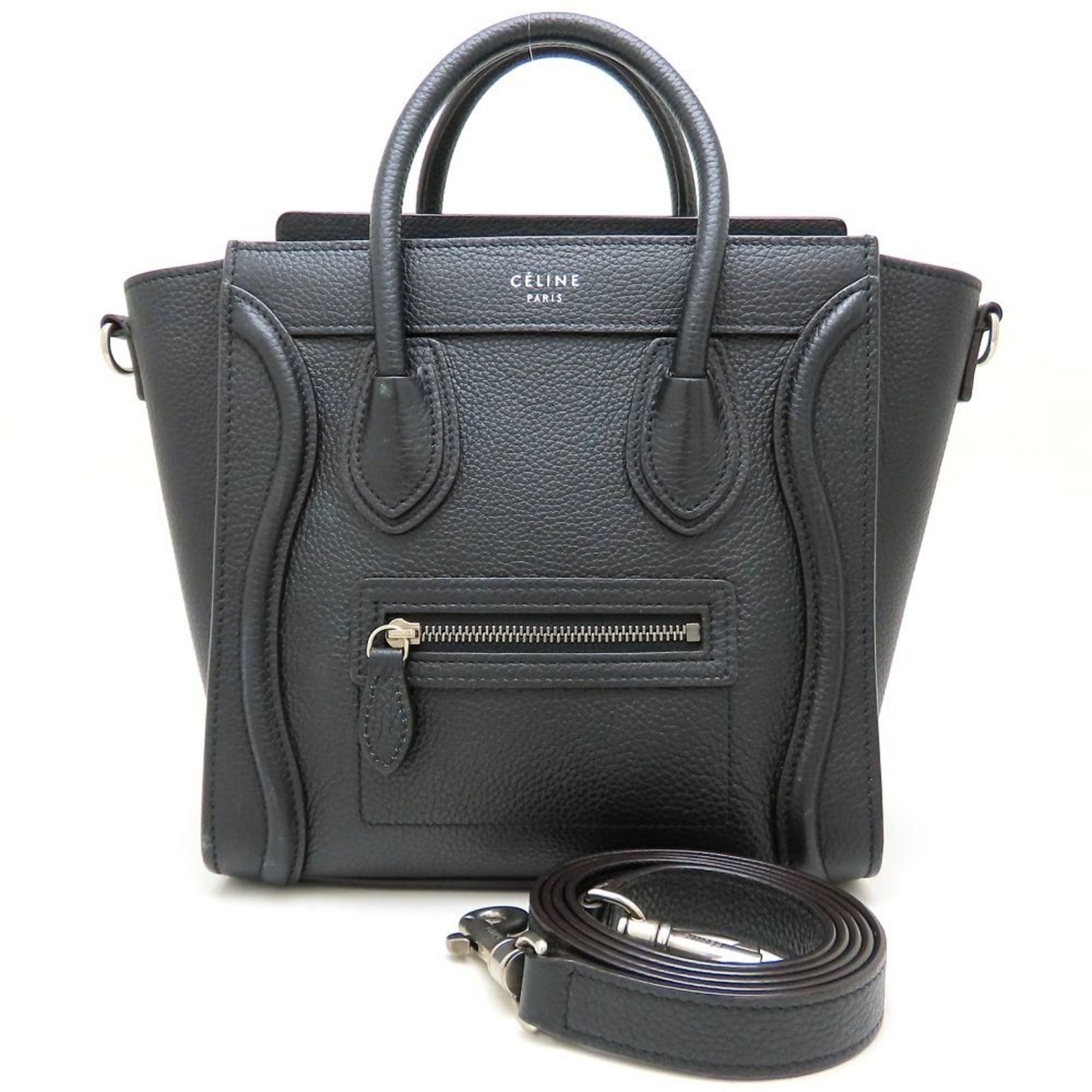 CELINE Luggage Nano Handbag in Drummed Calfskin