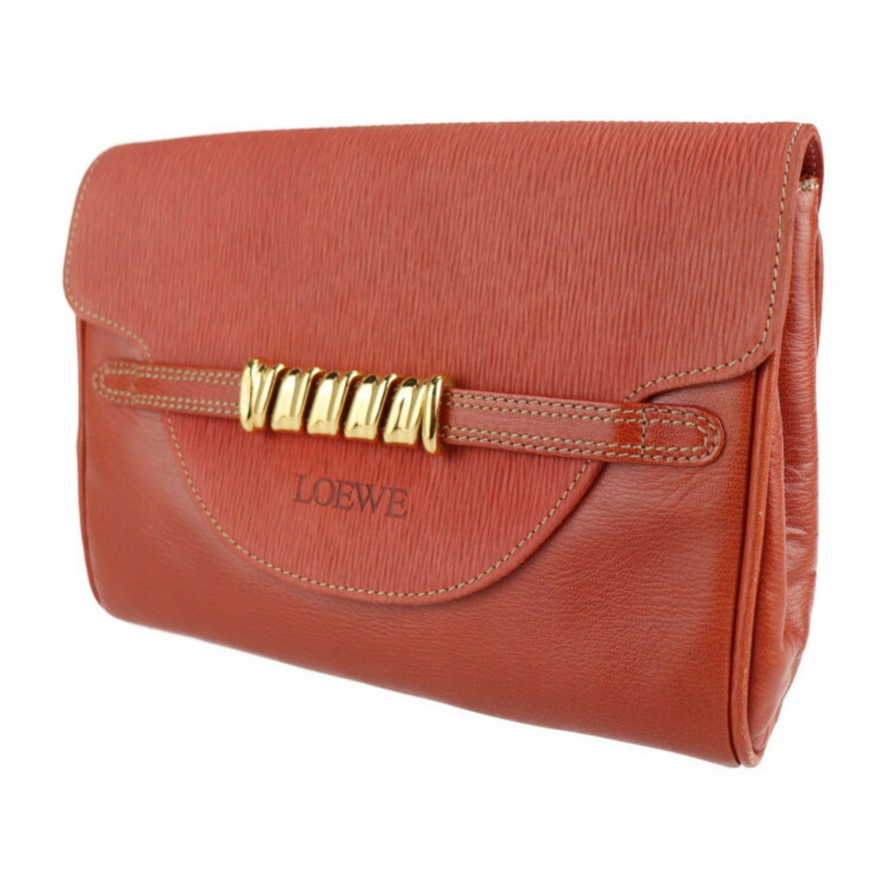 LOEWE Velazquez Twist Clutch Bag Leather Vermillion Series Second