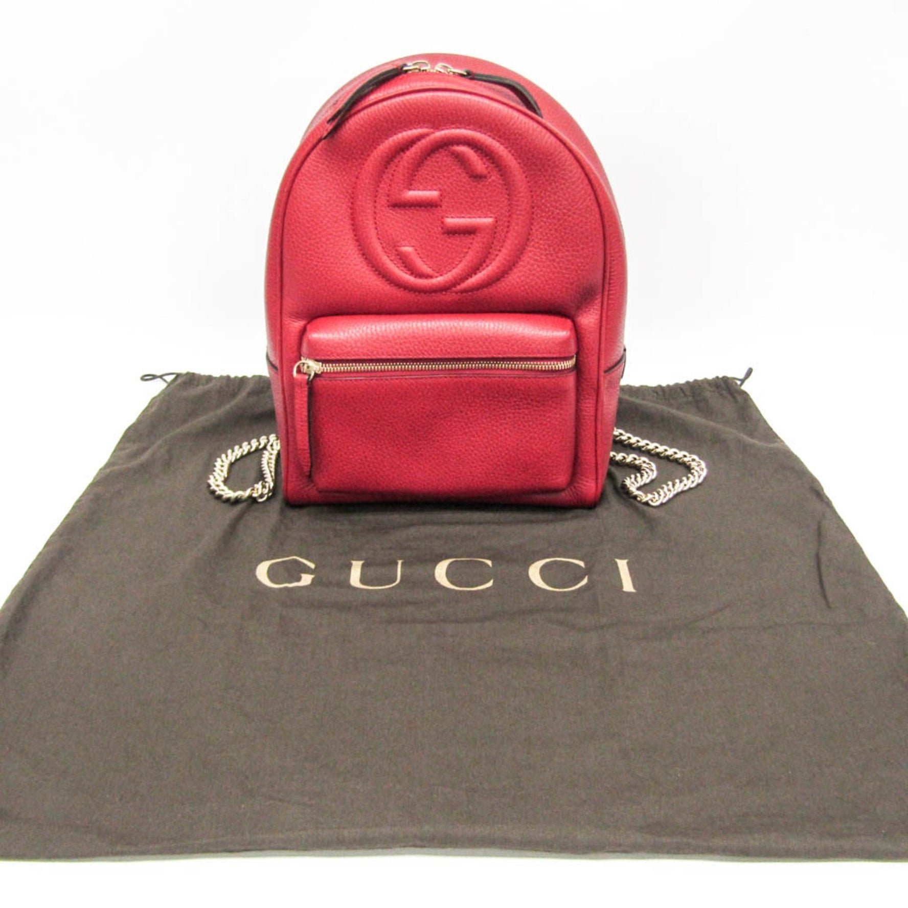 Gucci Soho Interlocking G Leather Backpack Red Color
