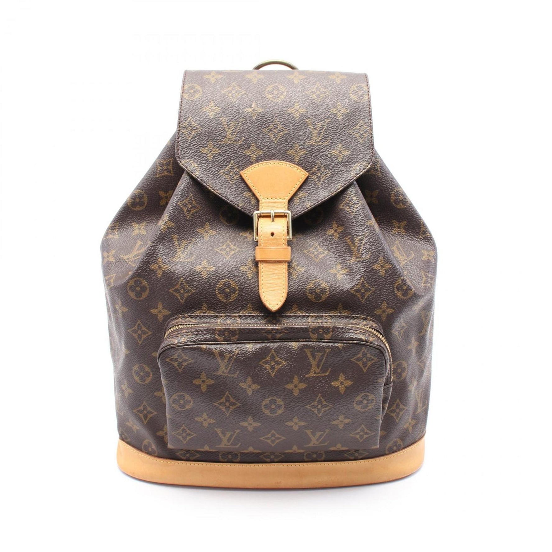 Louis Vuitton Montsouris GM Monogram Rucksack Backpack Bag Coated Canvas Leather Brown