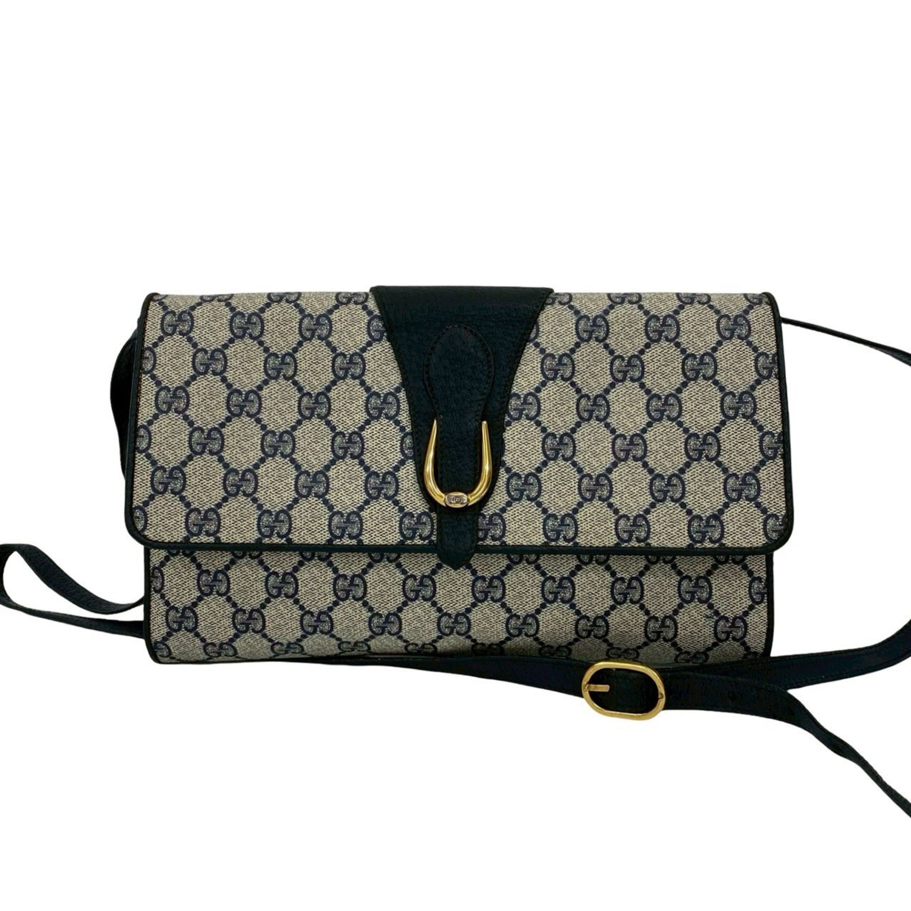 GUCCI Vintage GG Logo Hardware Leather Shoulder Bag/Pochette/Sacoche in