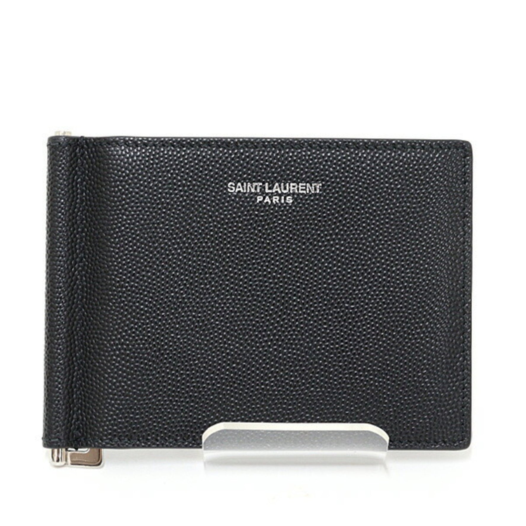 Saint Laurent Paris Bill Clip Wallet in Grained Leather, Bifold