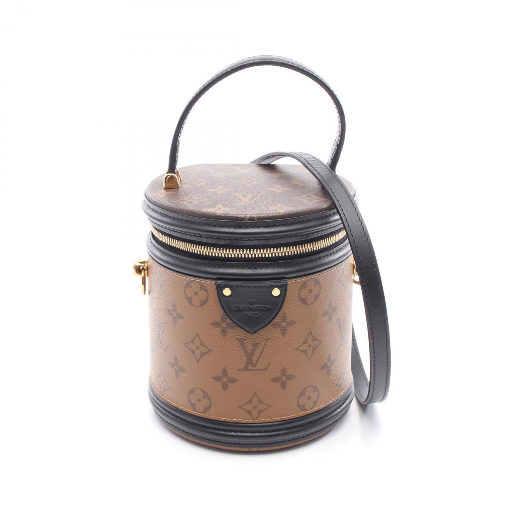 Louis Vuitton Cannes Handbag, Coated Canvas and Leather, Monogram Reverse, Brown Black