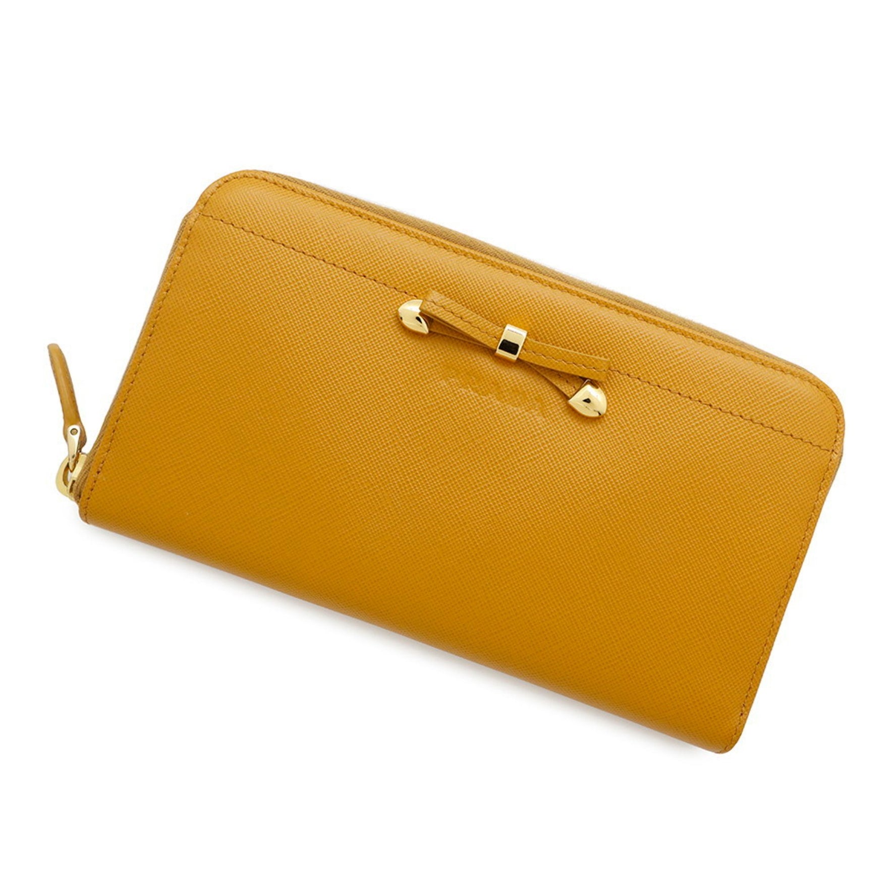 Prada Long Wallet Saffiano Leather Round