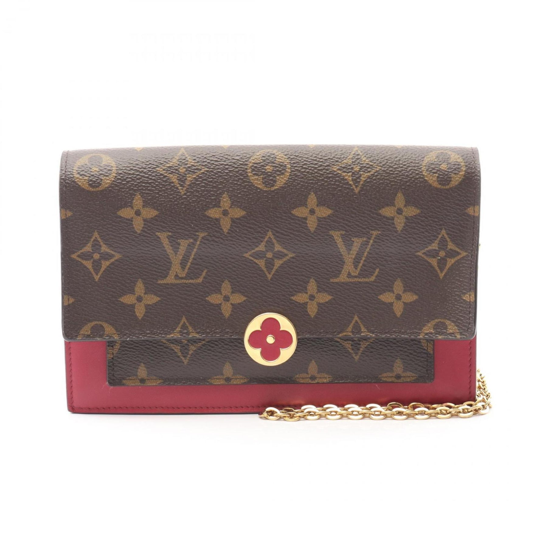 Louis Vuitton Portefeuille Flore Chain Shoulder Bag, PVC-Coated Canvas and Leather, Monogram, Brown/Pink