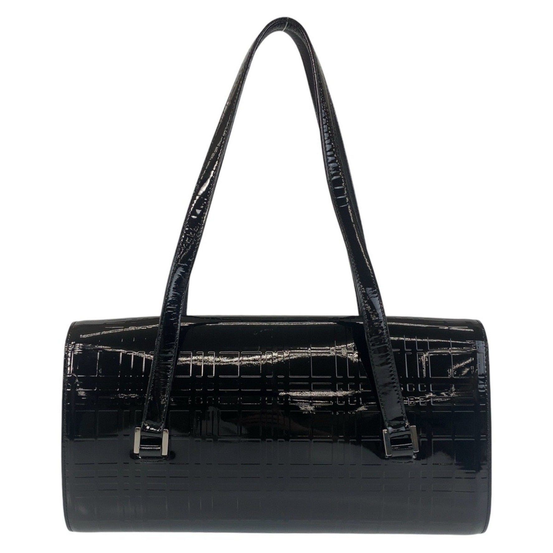 BURBERRY Check Pattern Embossed Silver Hardware Shoulder Bag