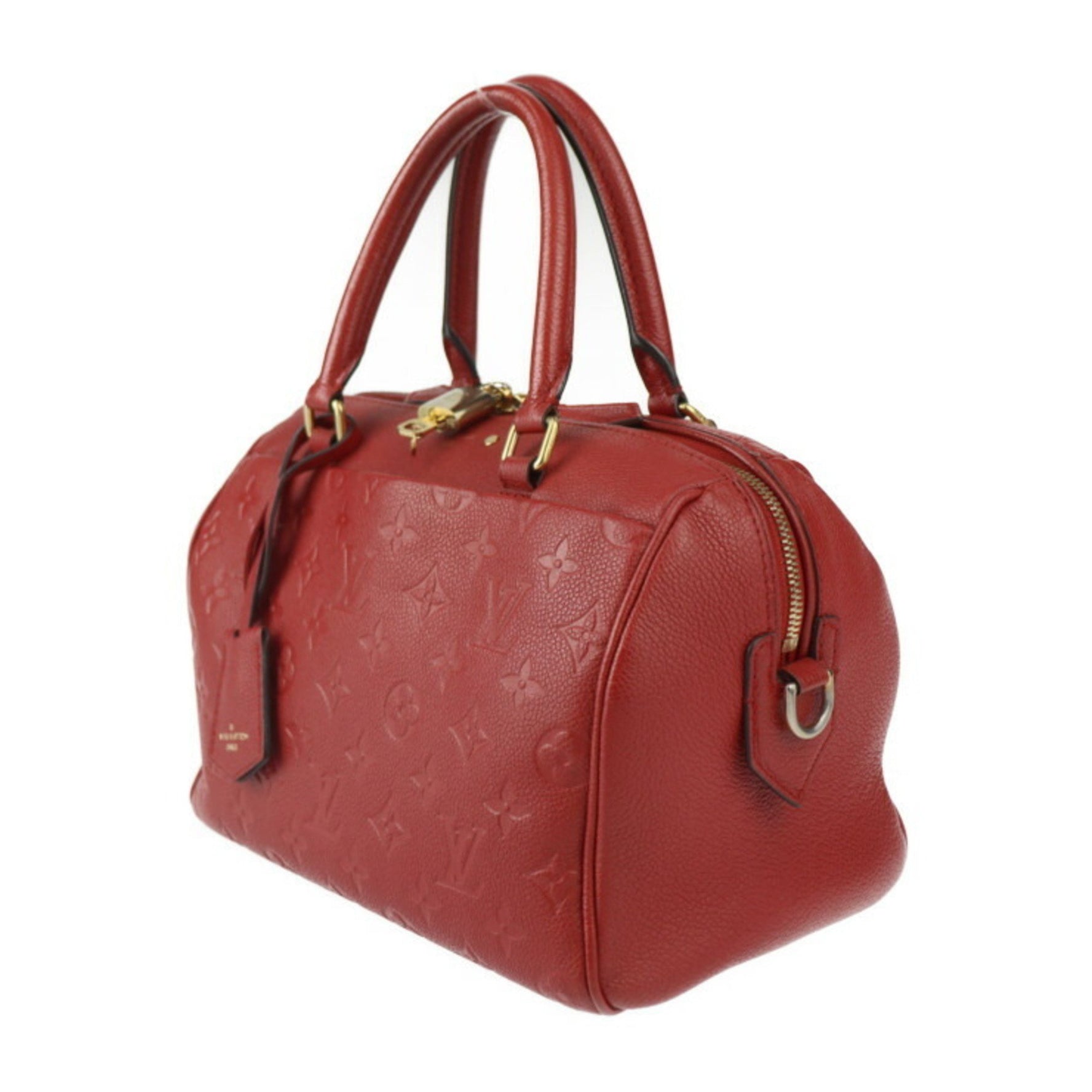 Louis Vuitton Speedy 25 Bandouliere Monogram Empreinte Handbag Leather Cerise Shoulder Bag Red