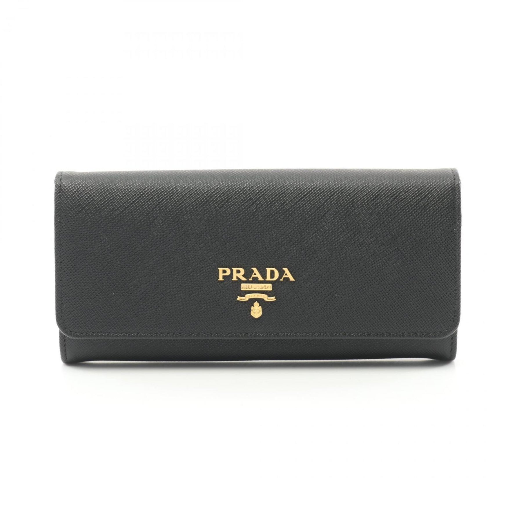 PRADA SAFFIANO METAL Bi-fold Long Wallet Saffiano Leather Women's Black 1MH132QWAF0002