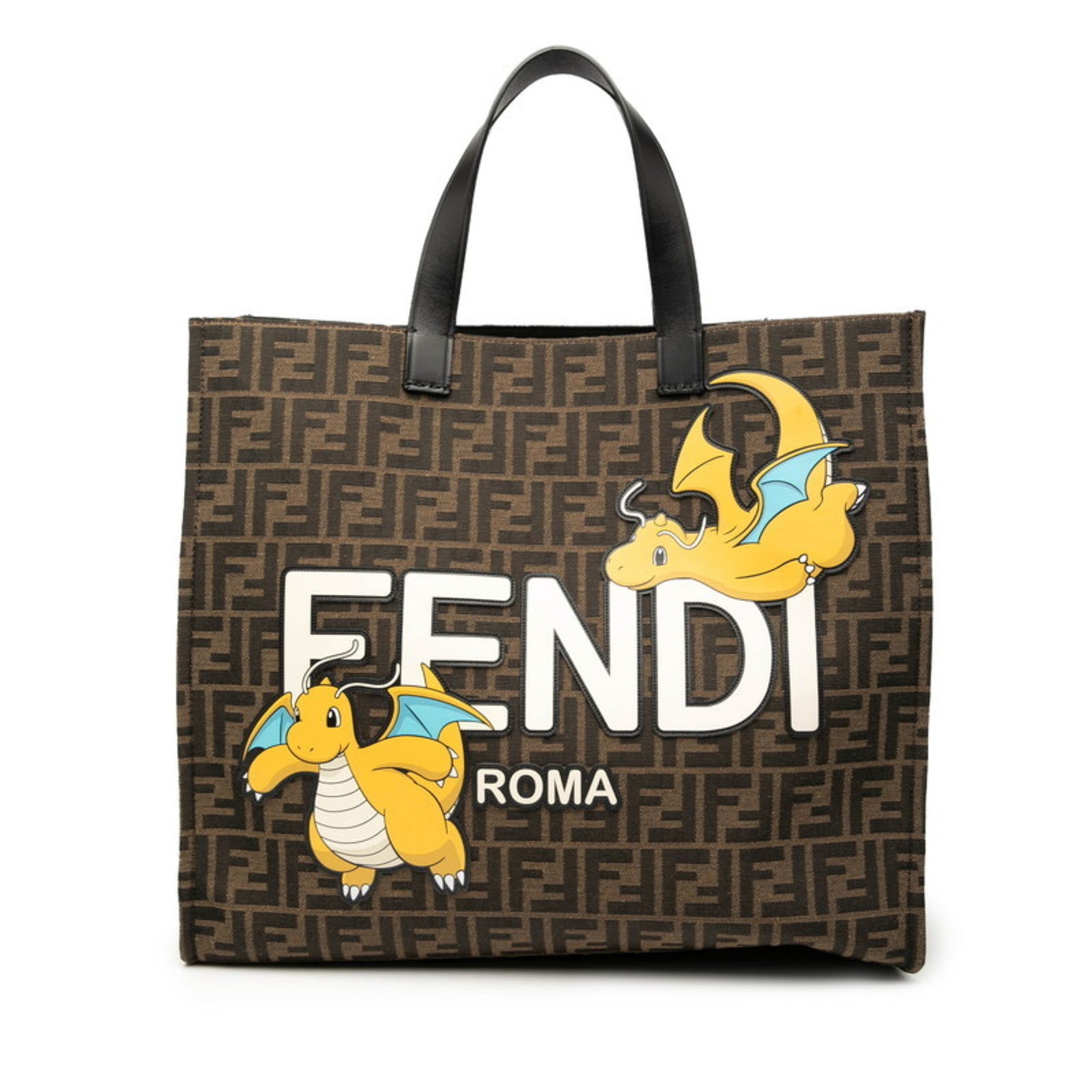 FENDI x Fragment Pokémon Zucca Dragonite Tote Bag/Shoulder Bag Canvas Leather