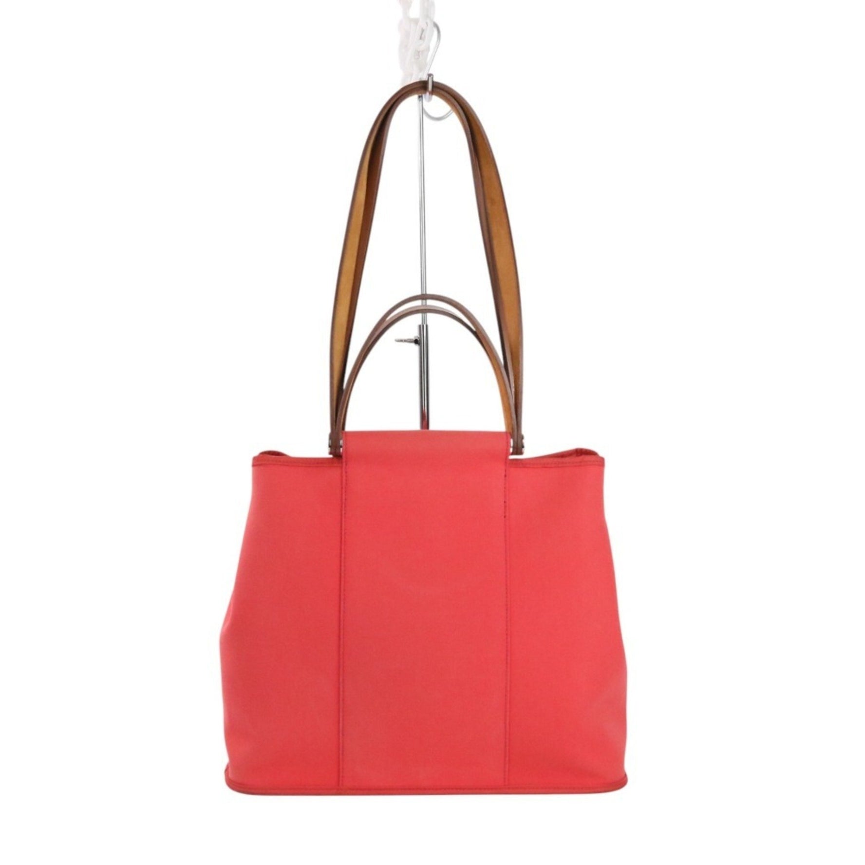 HERMES Cabag PM Toile Officier Canvas Tote Bag, Red, N Stamp