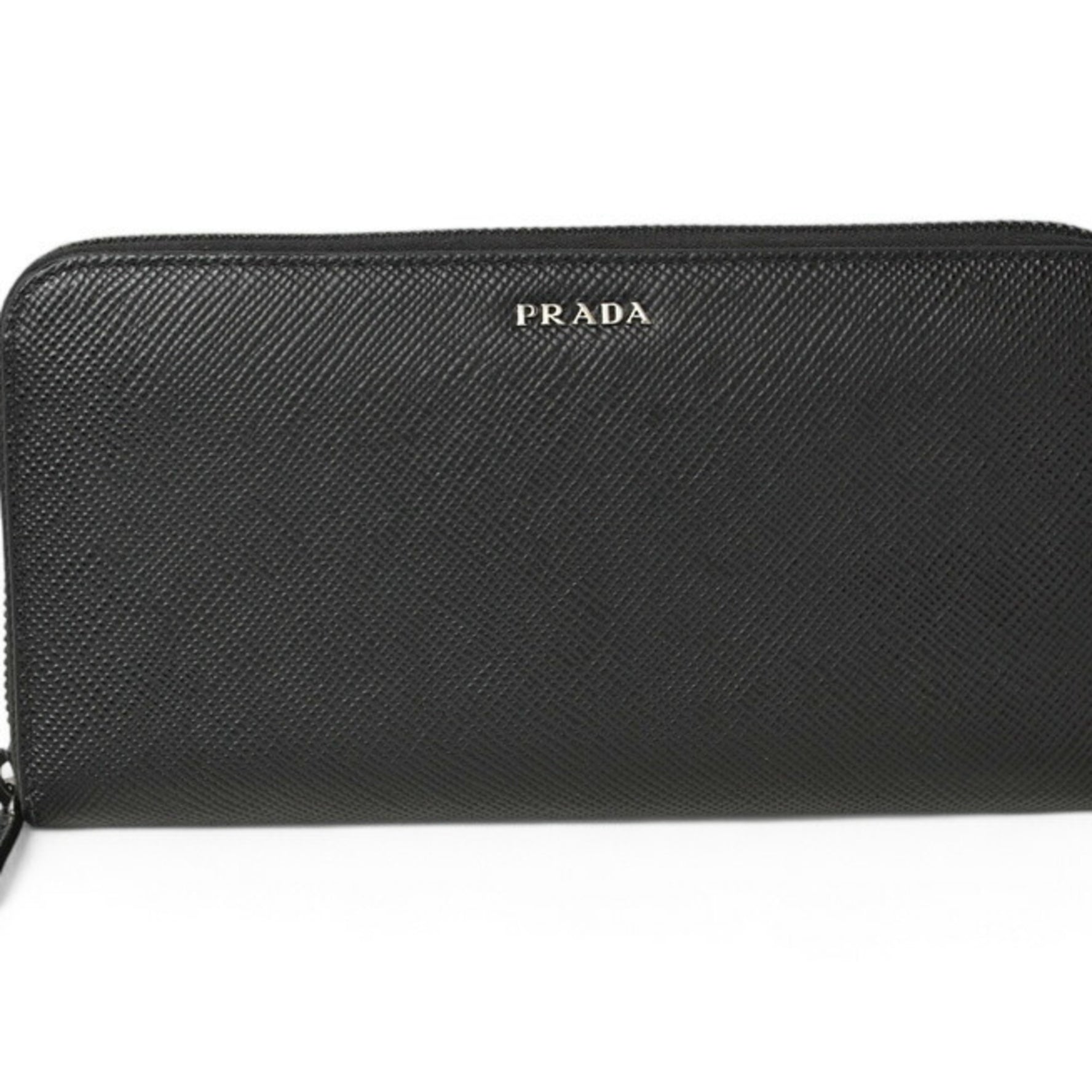 Prada Men's Line Unisex Long Wallet SAFFIANO Embossed Leather NERO Black