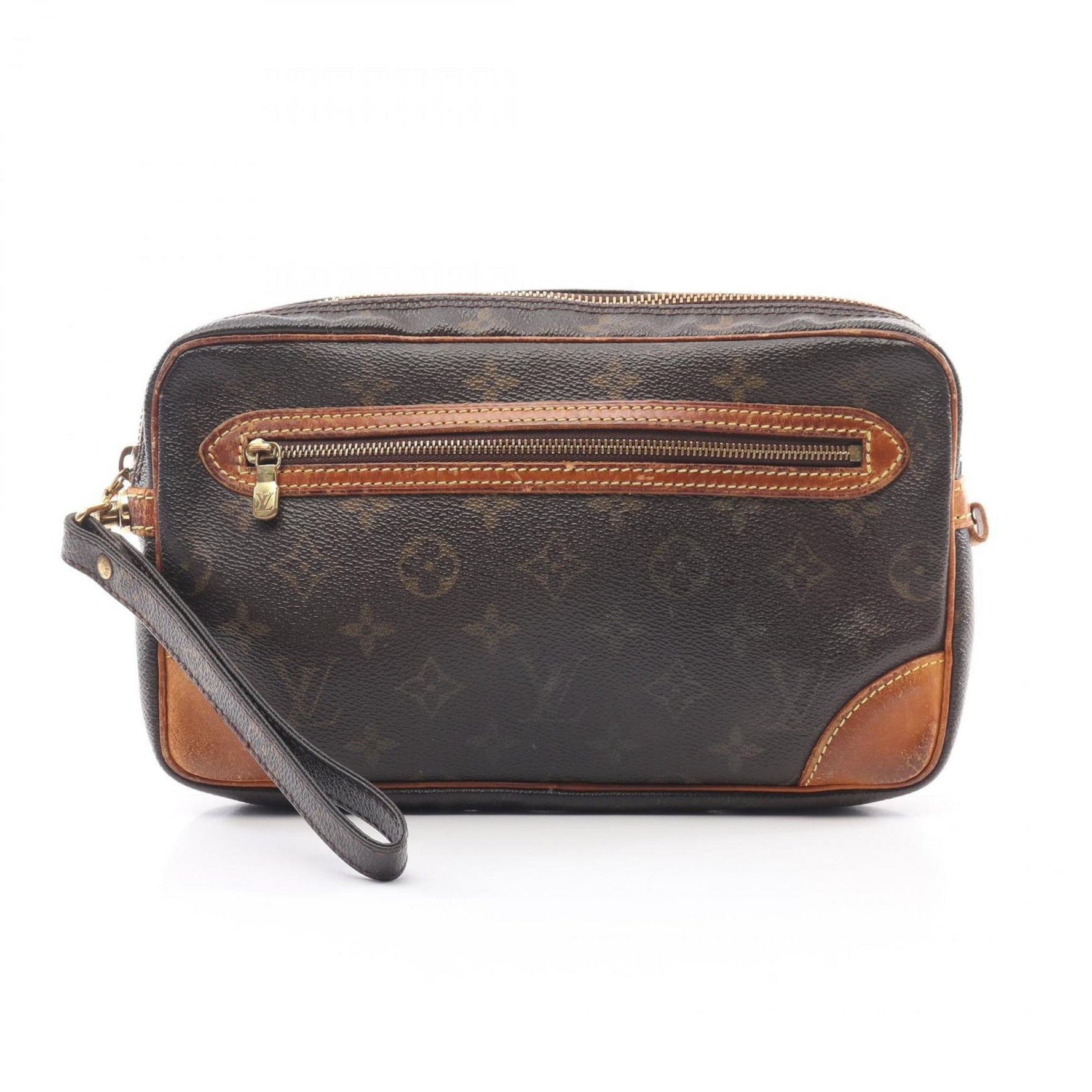 Louis Vuitton Marly Dragonne Monogram Second Bag Clutch Coated Canvas Leather Men's Brown