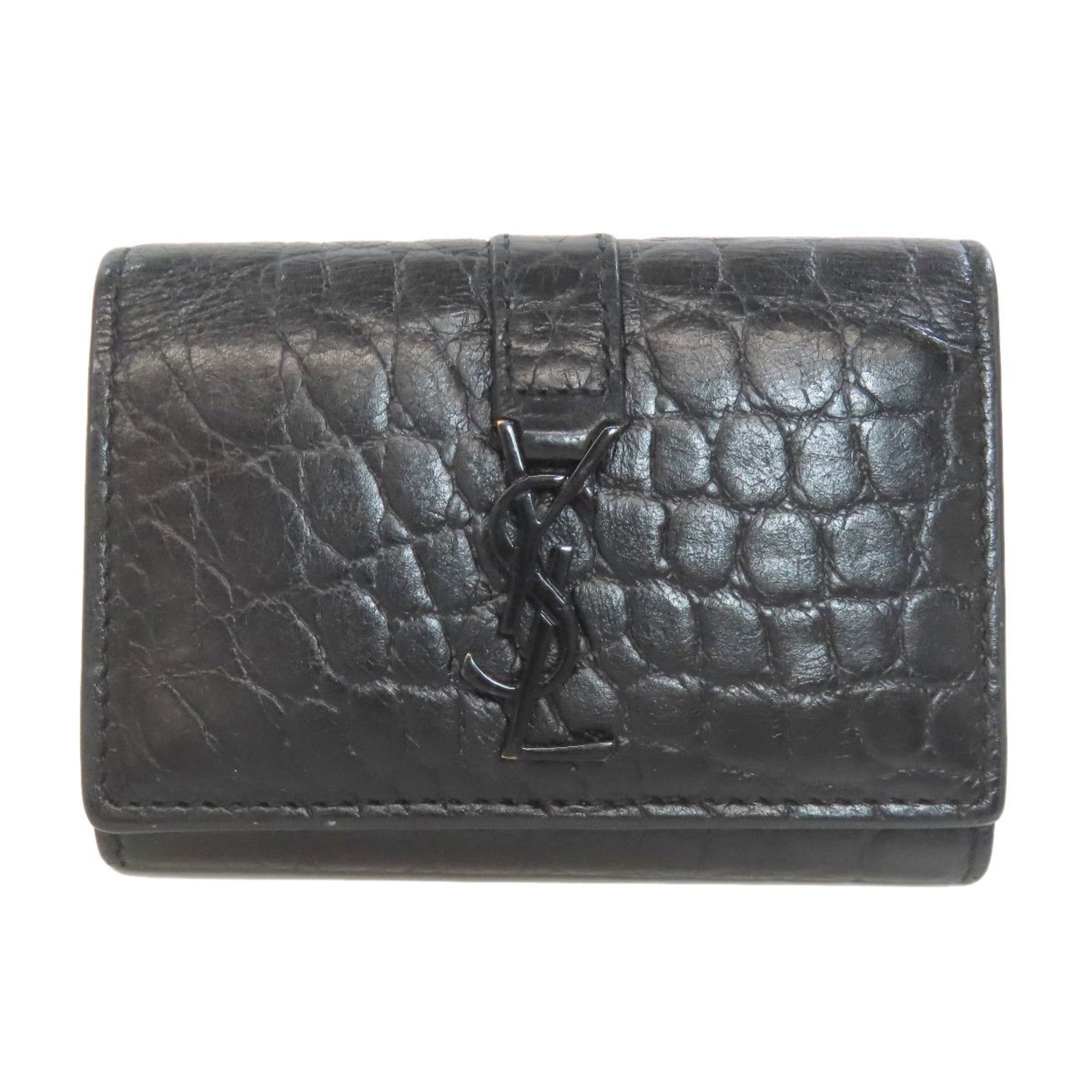 Saint Laurent embossed leather key case
