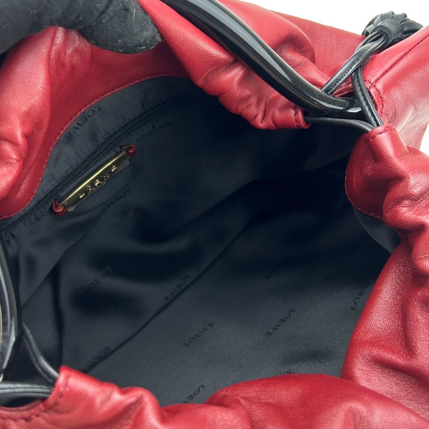 LOEWE handbag nappa leather anagram red black chic ladies hand bag