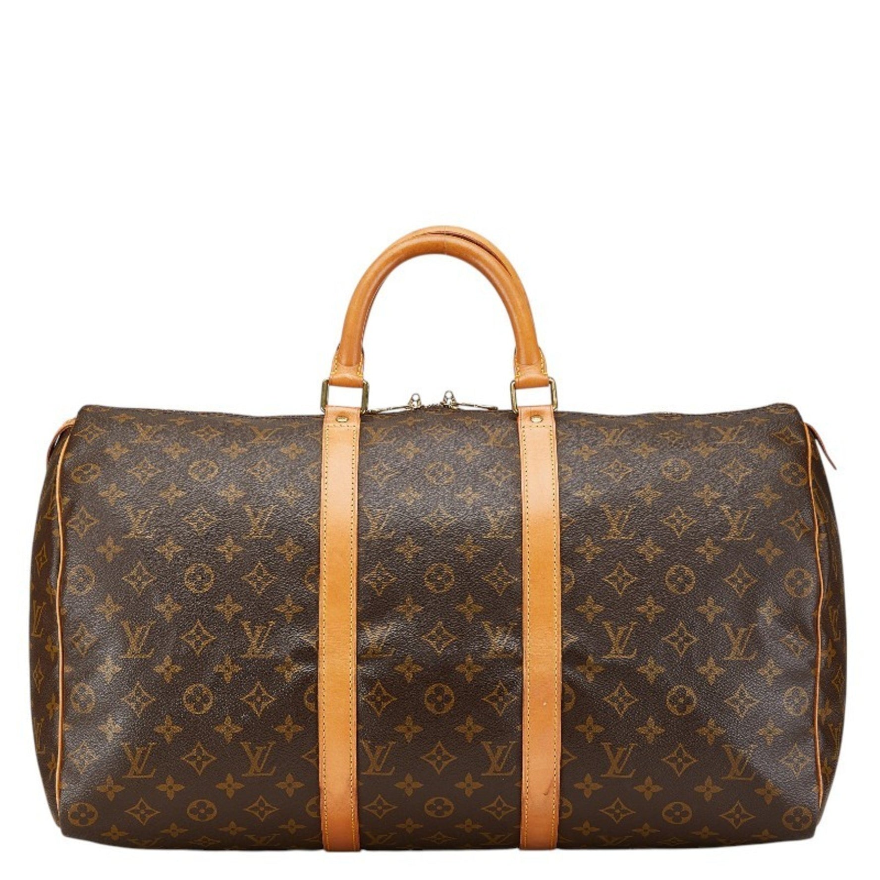 Louis Vuitton Monogram Keepall 50 Boston Bag Shoulder PVC Leather