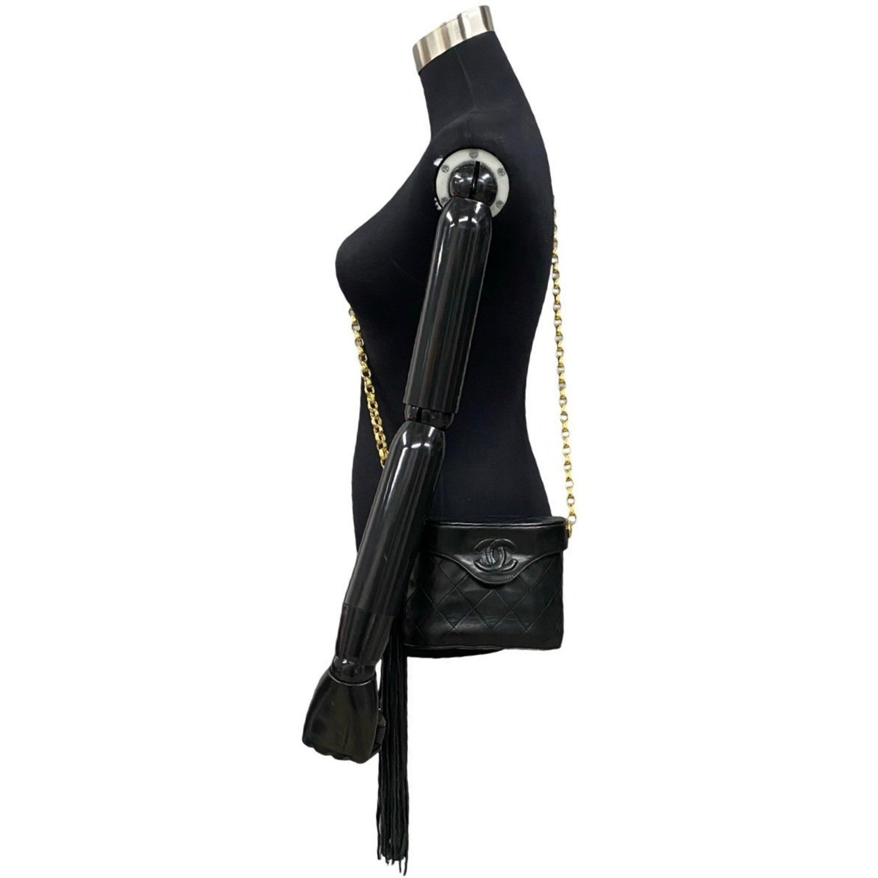 CHANEL Matelasse Coco Mark Fringe Lambskin Chain Shoulder Bag in