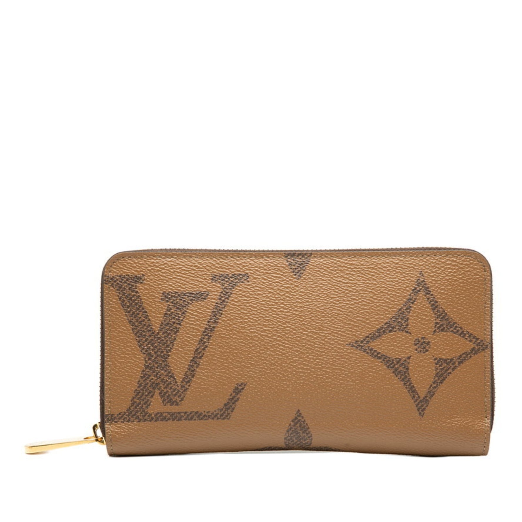 Louis Vuitton Monogram Giant Reverse Zippy Wallet, Round Zipper Long Wallet Brown Leather, LOUIS VUITTON