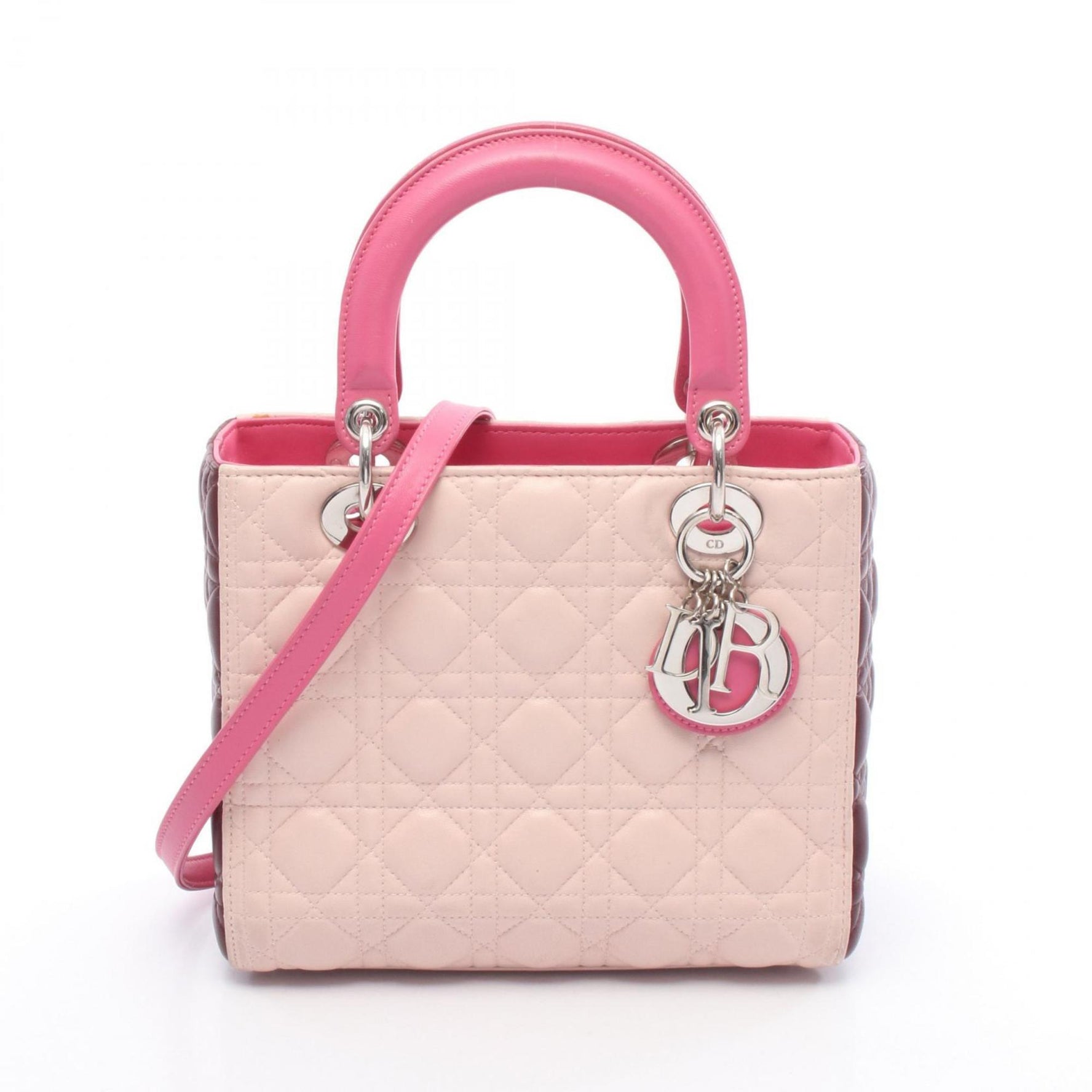 Christian Dior Dior Lady handbag, leather, pink, burgundy