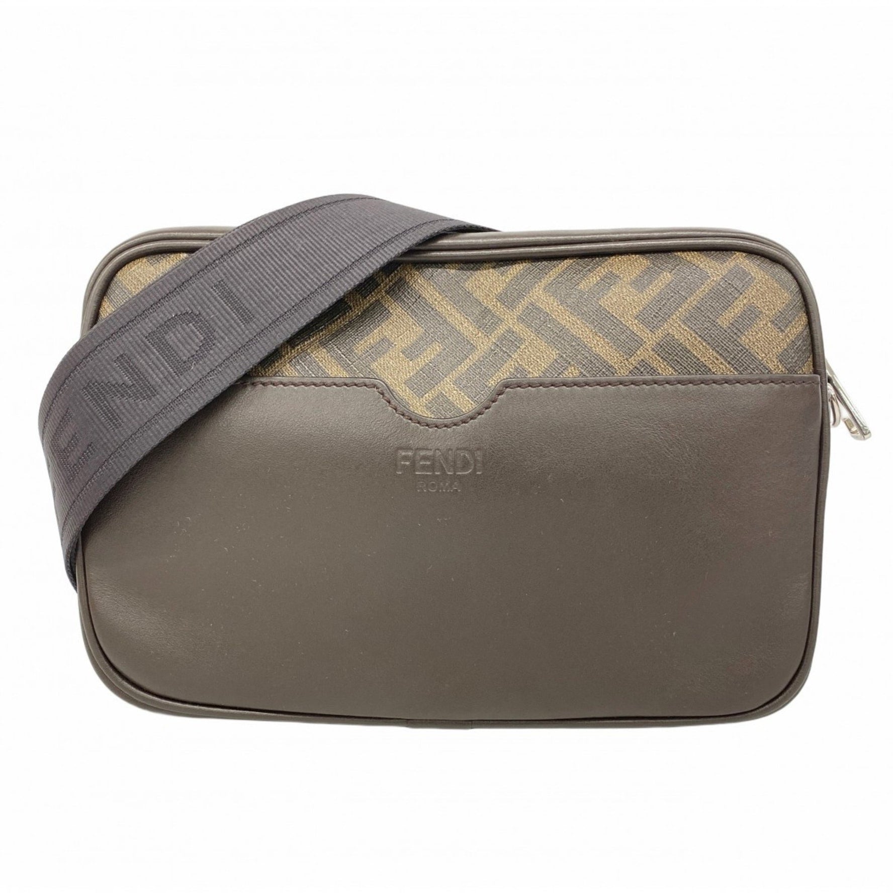 Fendi Zucca Shoulder Bag Brown Yellow
