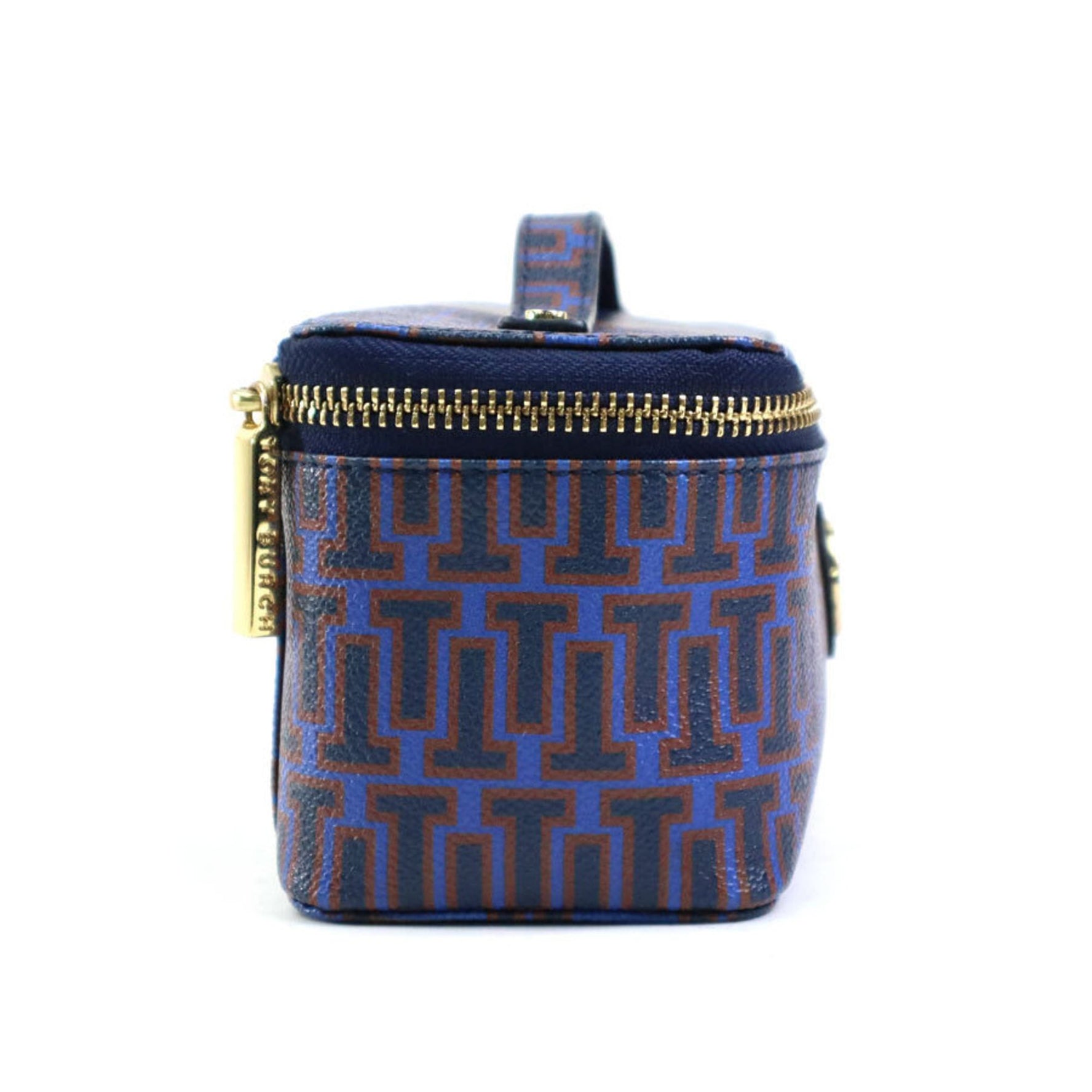 Tory Burch handbag vanity bag leather navy x brown ladies