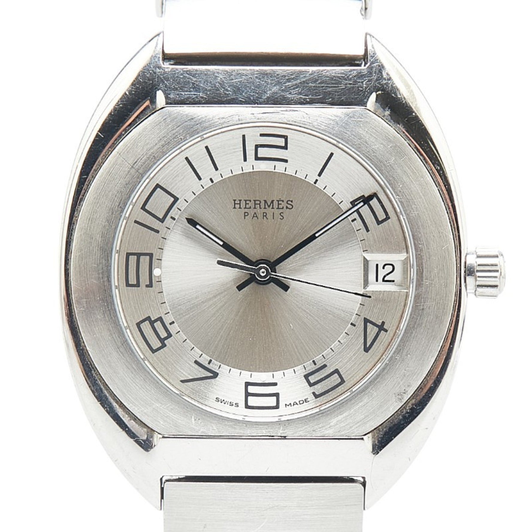 Hermes Espace Watch Quartz Silver Dial Stainless Steel