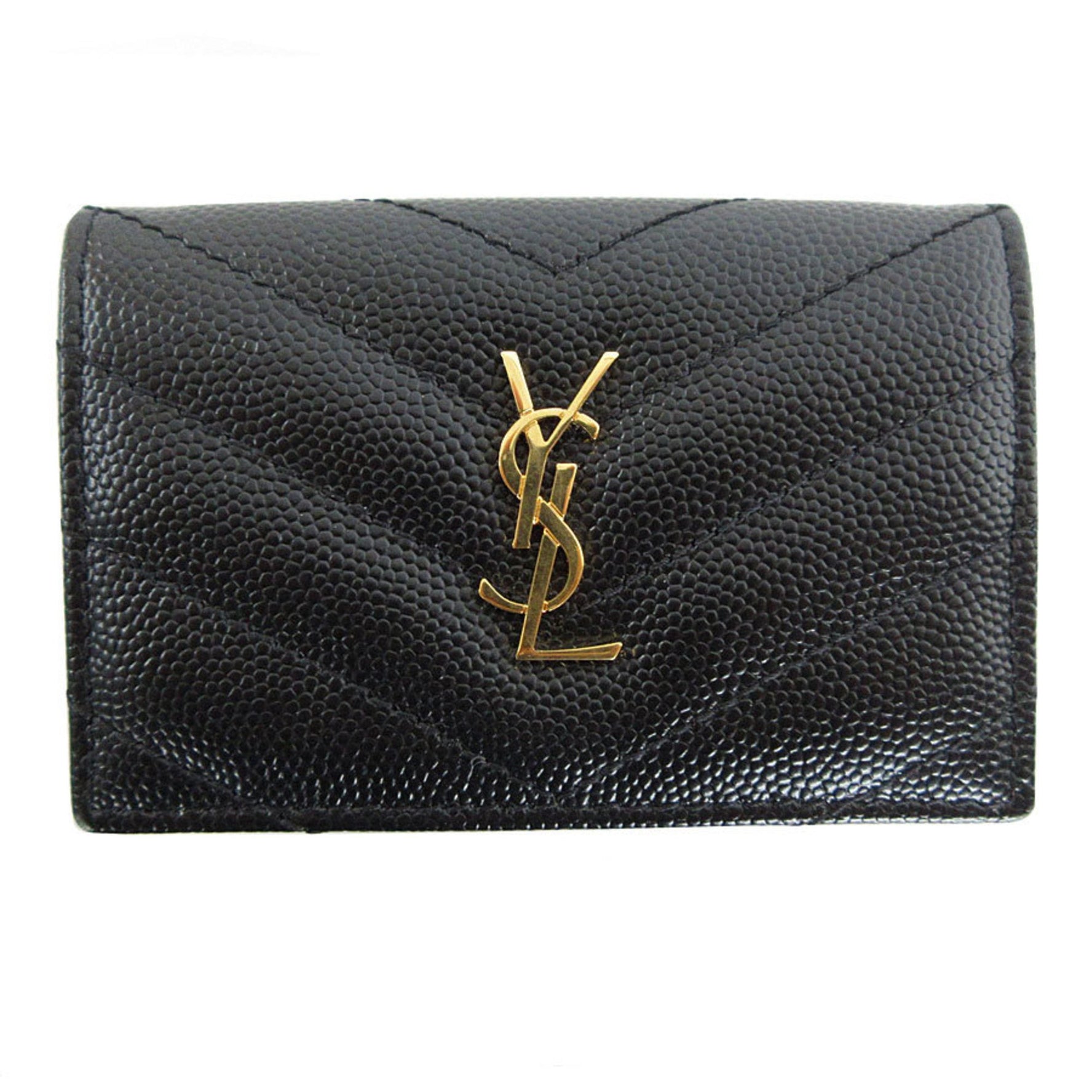 Saint Laurent Tri-fold wallet Compact Leather Gold