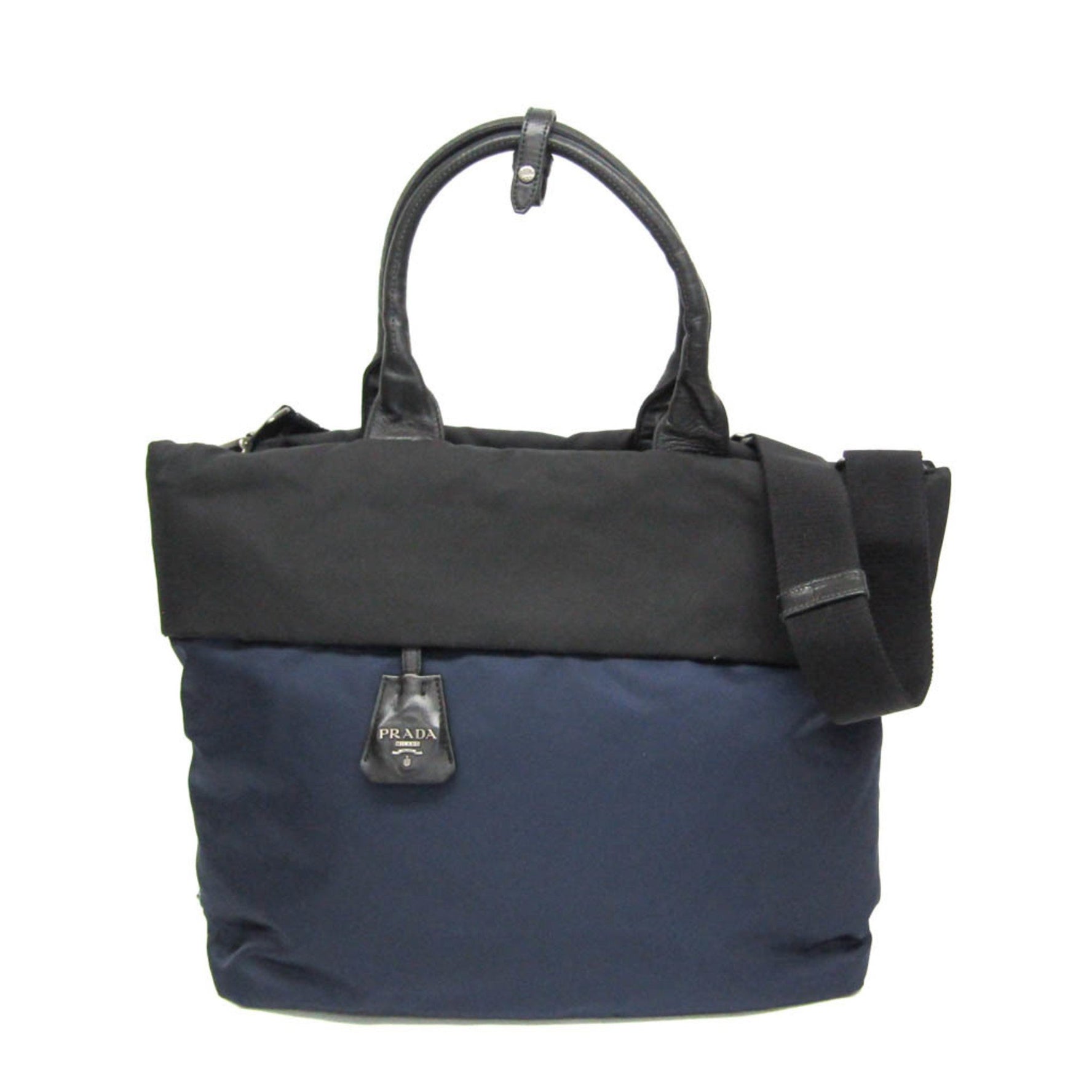 Prada Leather,Nylon Handbag,Shoulder Bag Black,Navy