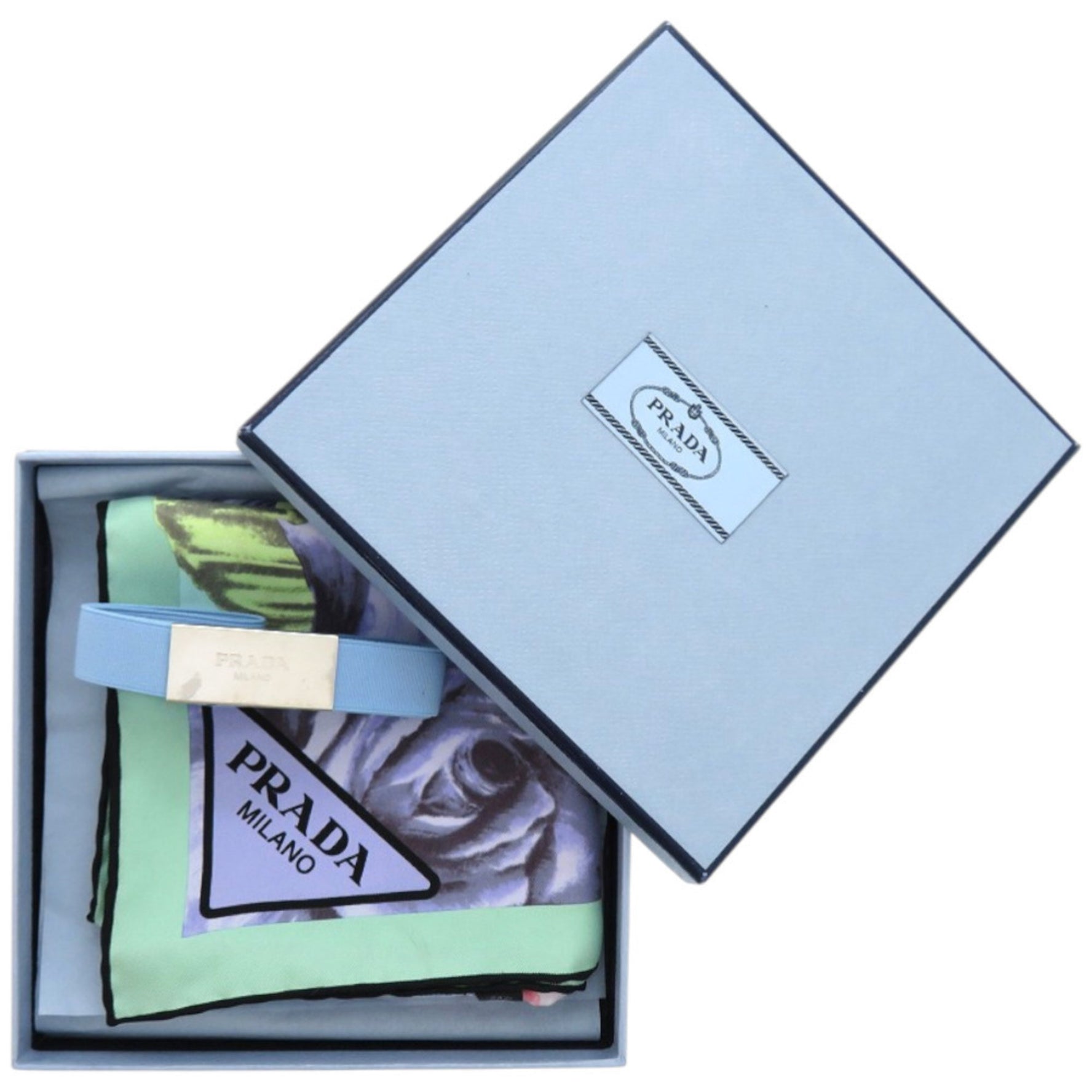 Prada Printed Silk Floral Multicolor Scarf Muffler 0065