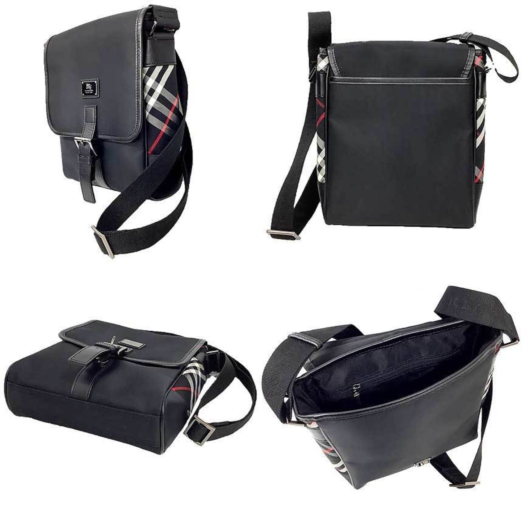 Burberry Label Shoulder Bag Crossbody Men's Nylon x Leather Check