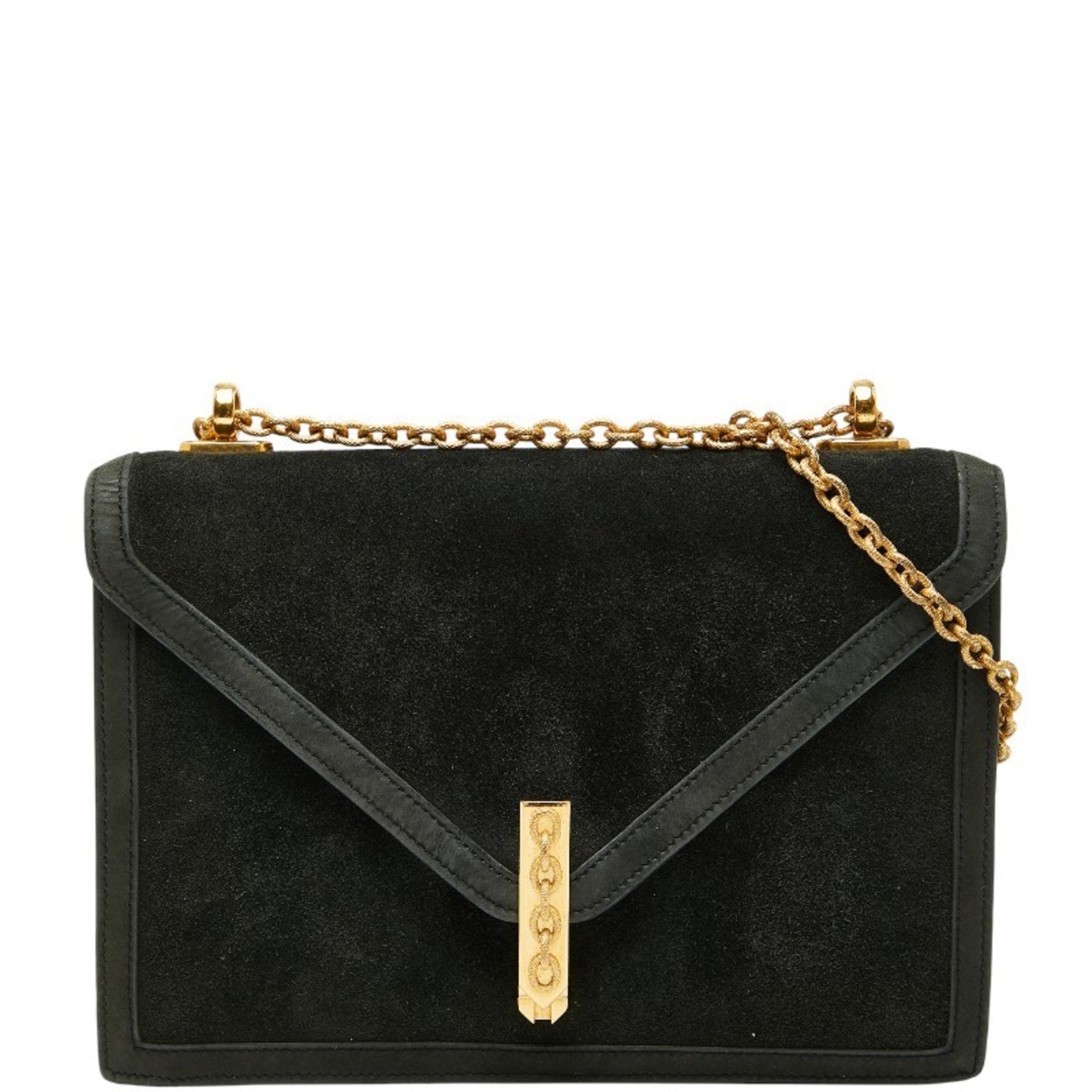 Hermes Alcazar Chain Shoulder Bag in Gray, Black, and Gold.