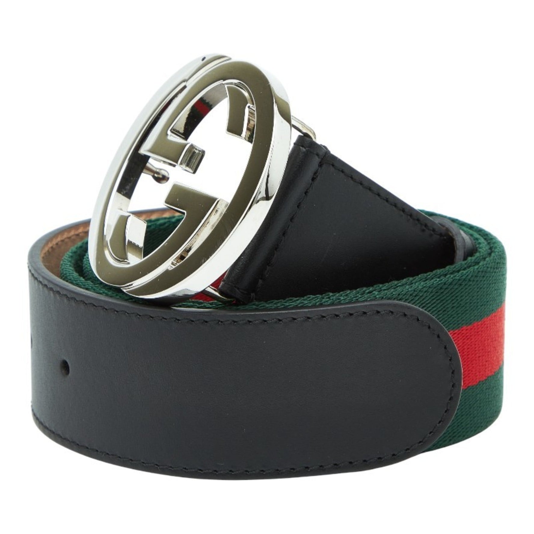 Gucci Sherry Line Belt, Sizes: 85-34, Multicolored Black Canvas and Leather