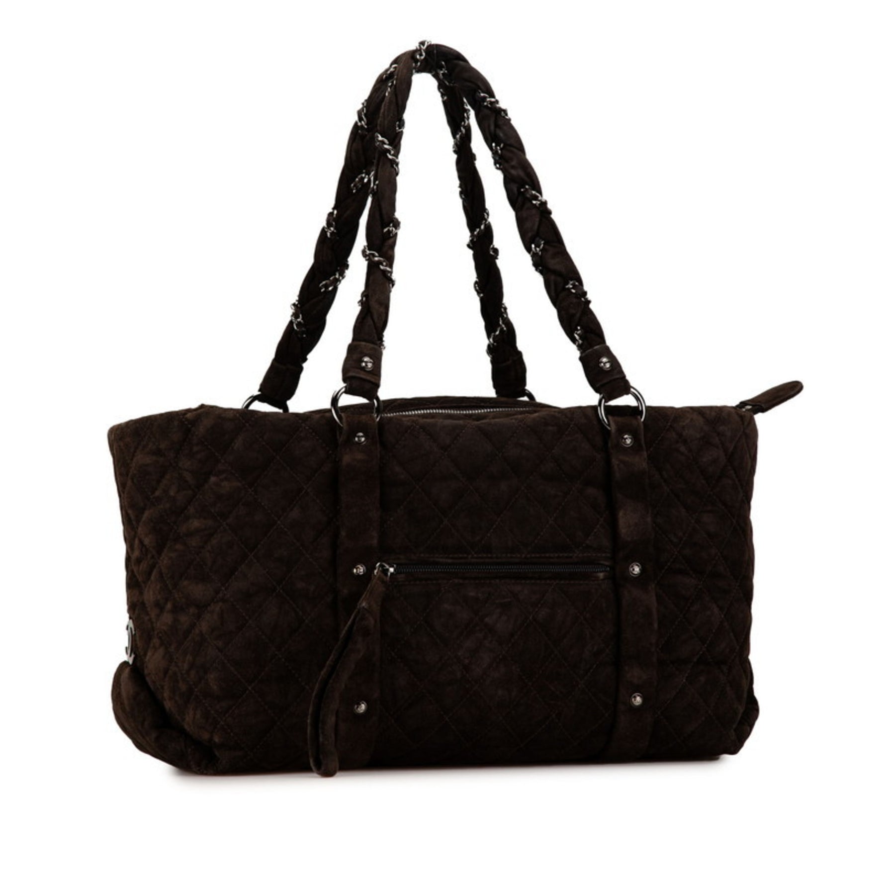 CHANEL Matelasse Coco Mark Tote Bag, Dark Brown Suede