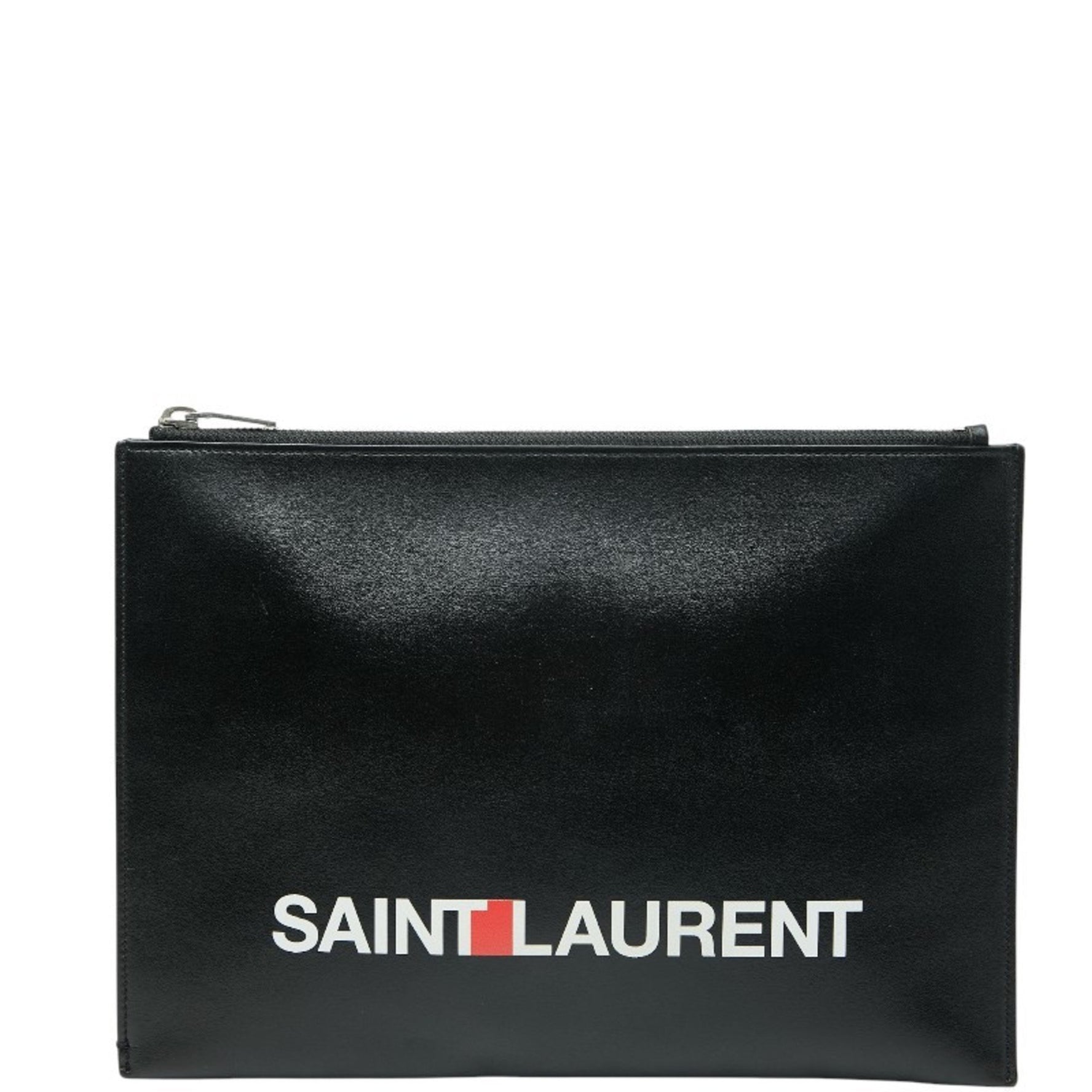 Saint Laurent logo clutch bag/second bag in black and multicolored leather .