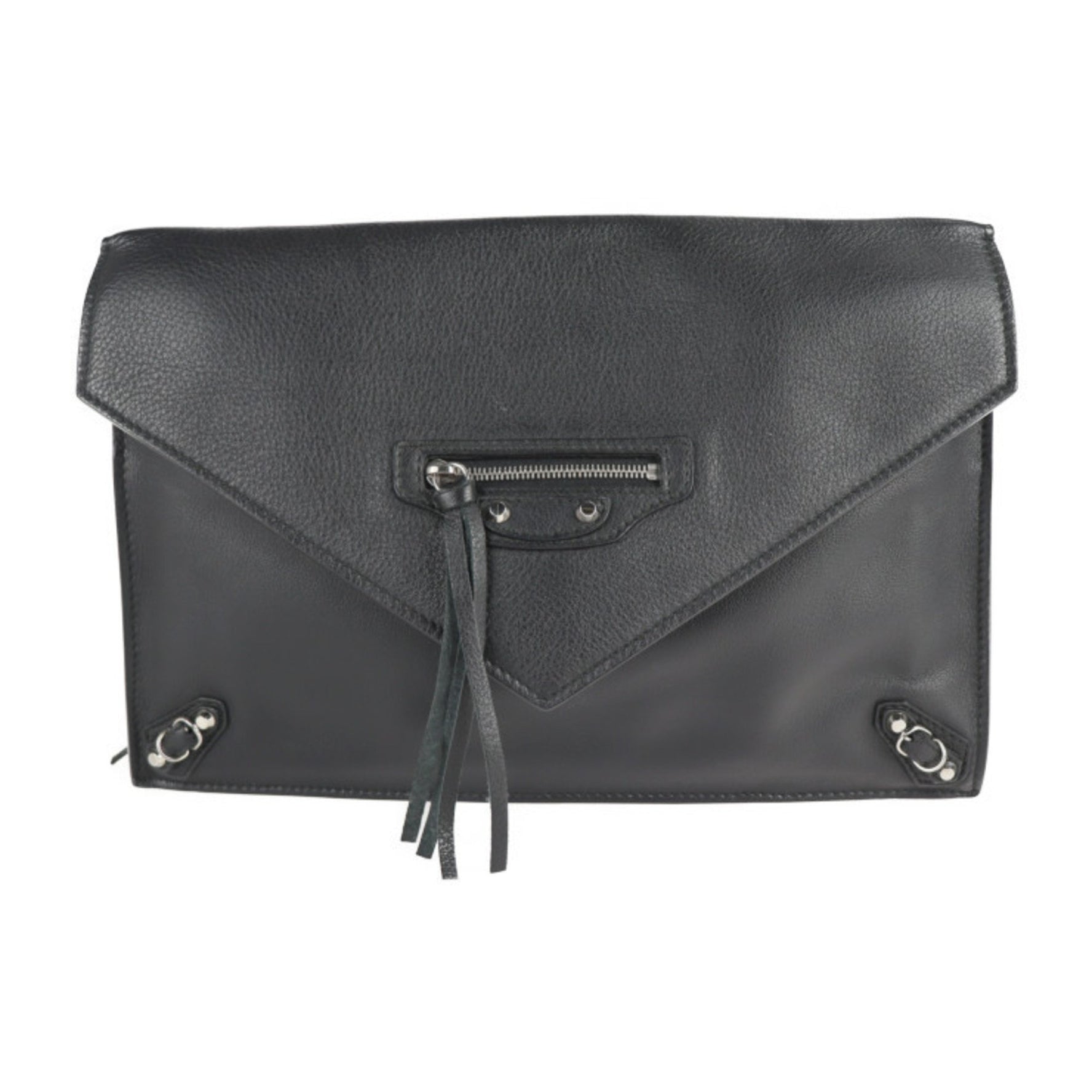 BALENCIAGA Paper Zip Around Sight Clutch Bag Calf Leather Second Handbag