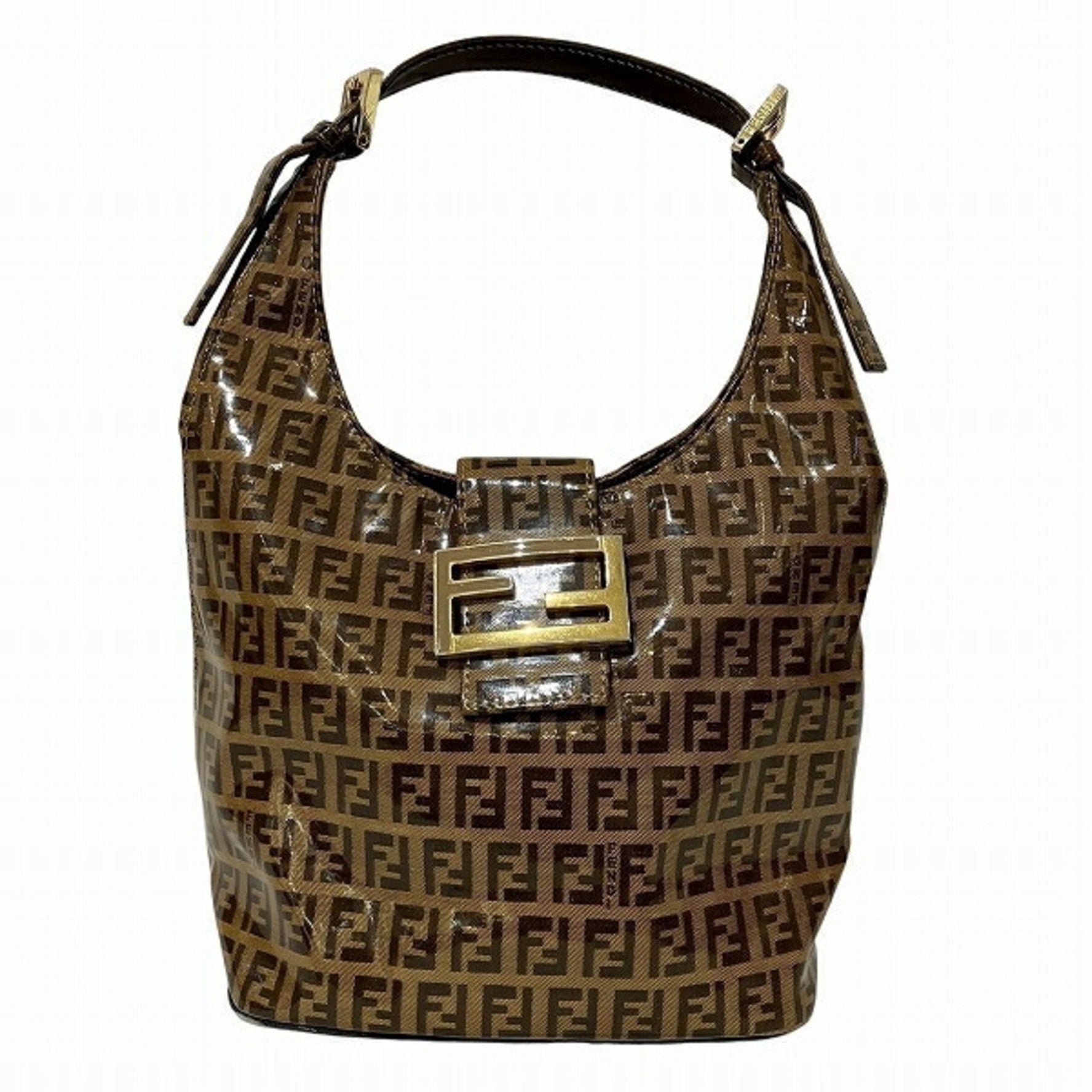 Fendi Zucchino enamel and leather handbag tote bag