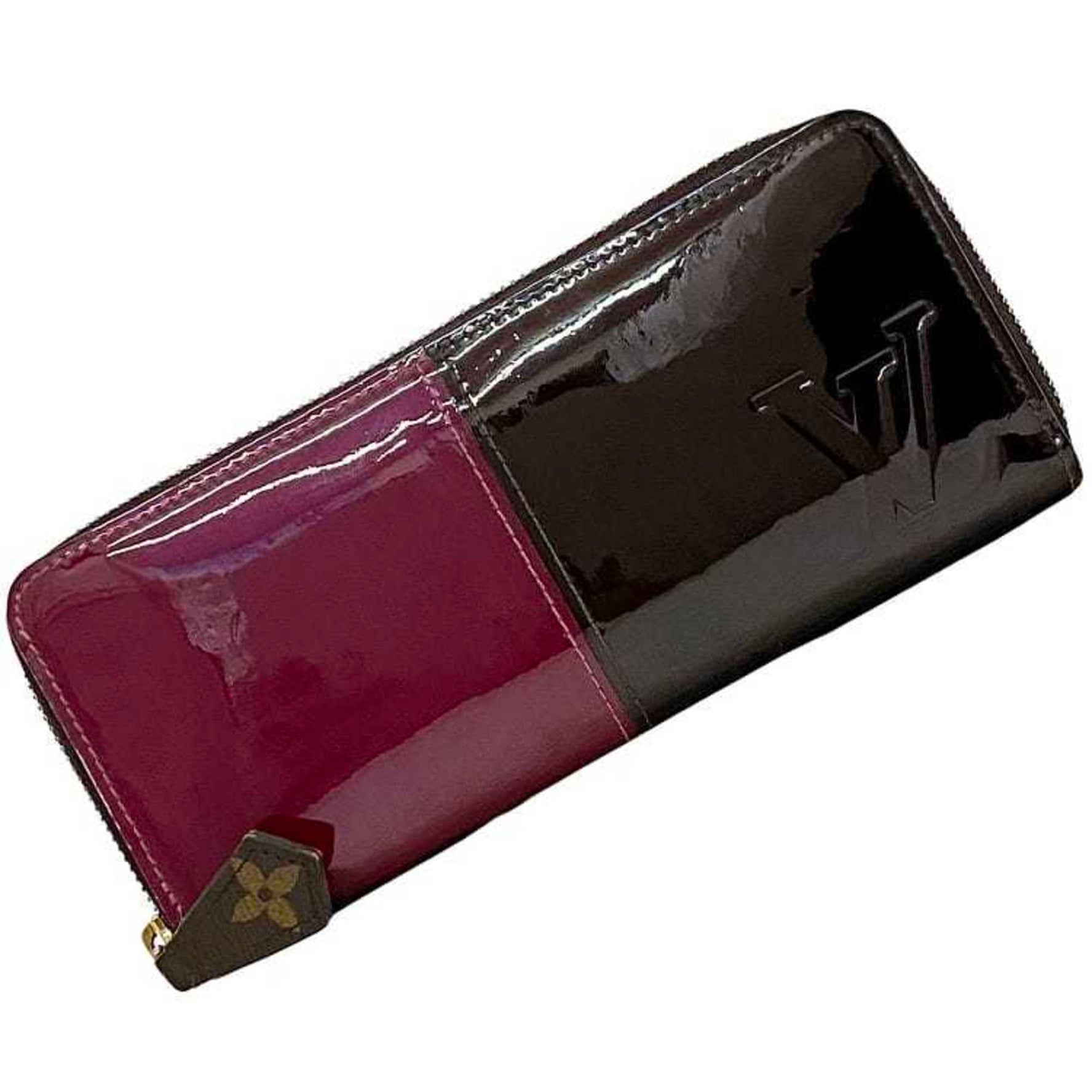Louis Vuitton Wallet Portefeuille Miroir Bordeaux Brown Magenta Amaranth Vernis Monogram Round Long Patent Leather Canvas LOUIS VUITTON Bicolor