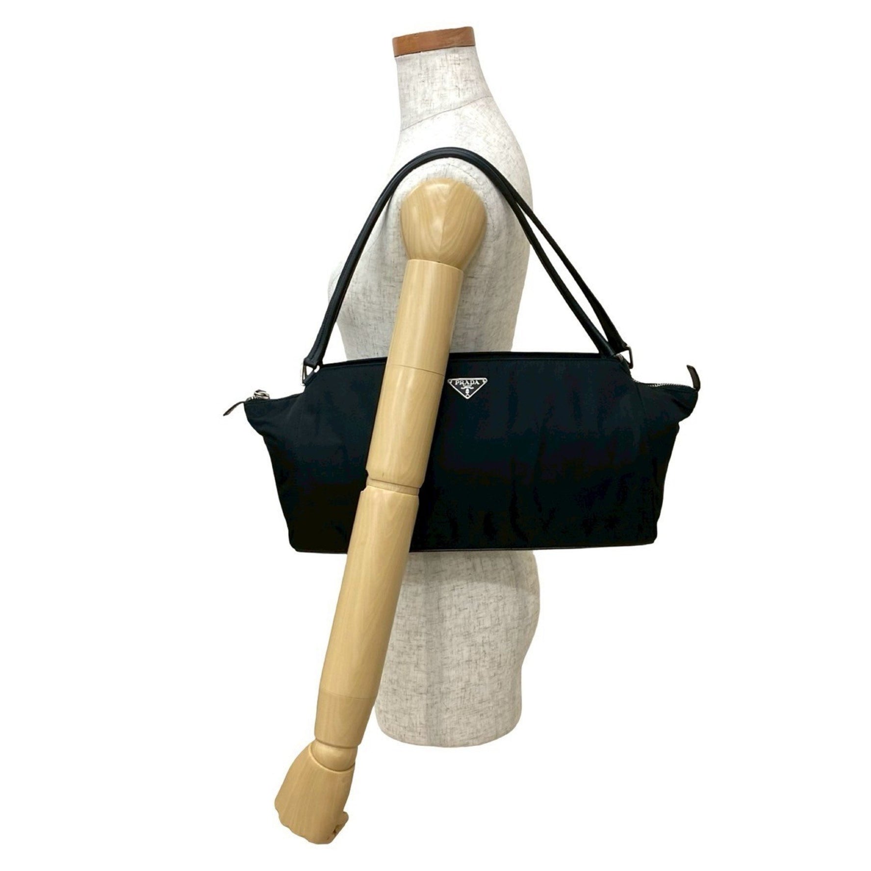 PRADA Triangle Logo Hardware Nylon Leather Handbag/Semi Shoulder Bag/Tote Bag