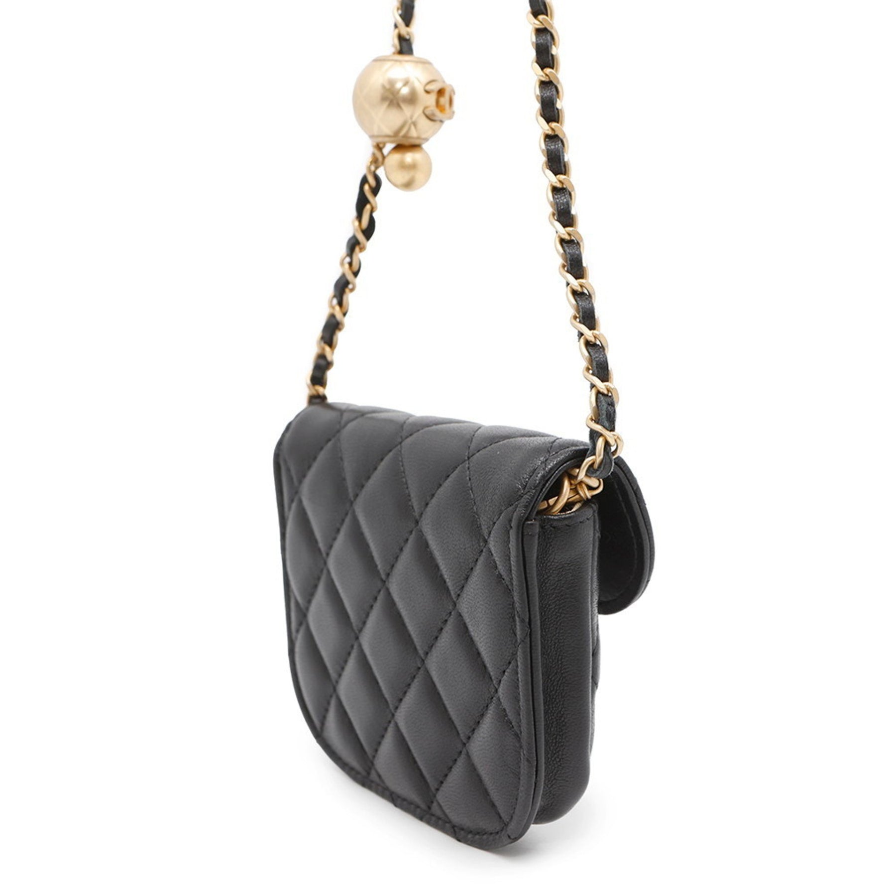 Chanel Chain Pouch Matelasse Coco Mark Lambskin Ball Bag