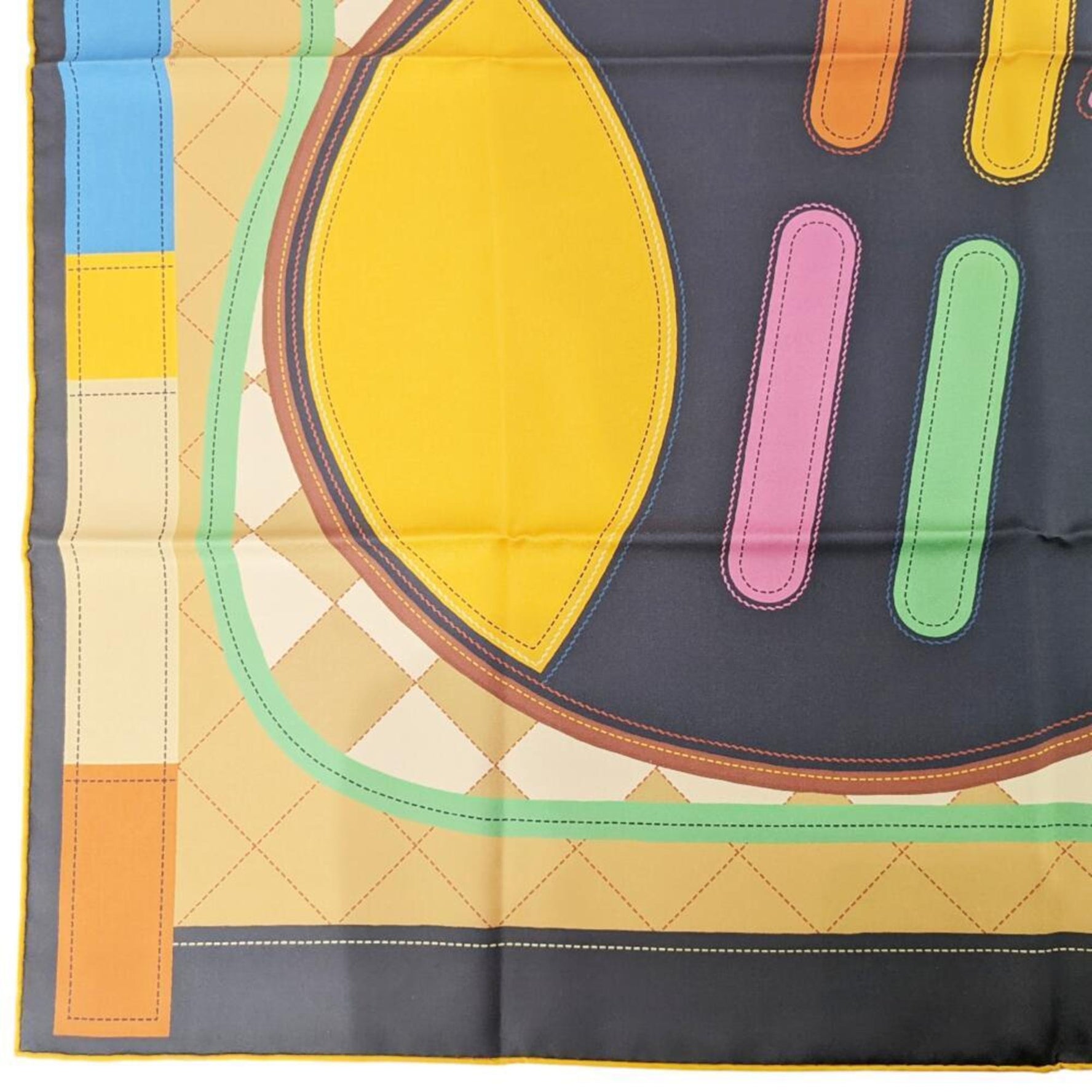 HERMES Carre 90 Double Face Tapis de Selle Scarf/Muffler Silk Orange Navy