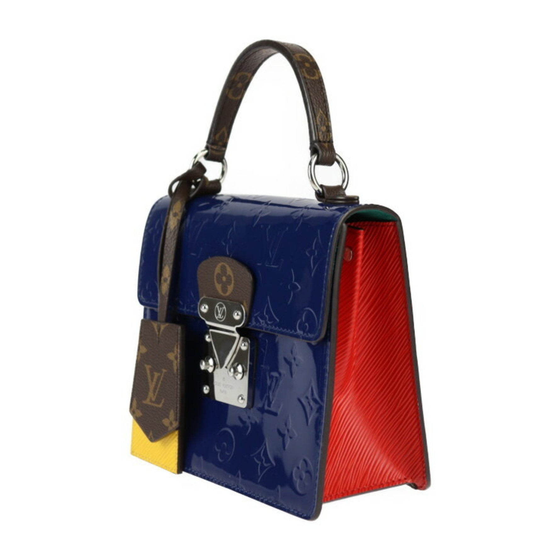 Louis Vuitton Spring Street PM Handbag Monogram Vernis Canvas Epi Blue Indien Shoulder Bag