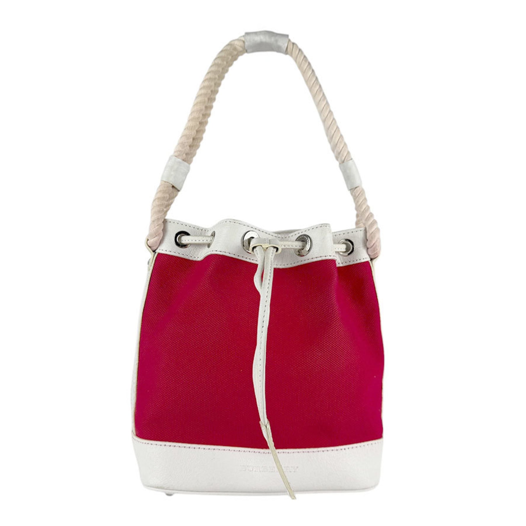 Burberry Handbag Canvas Leather Red White
