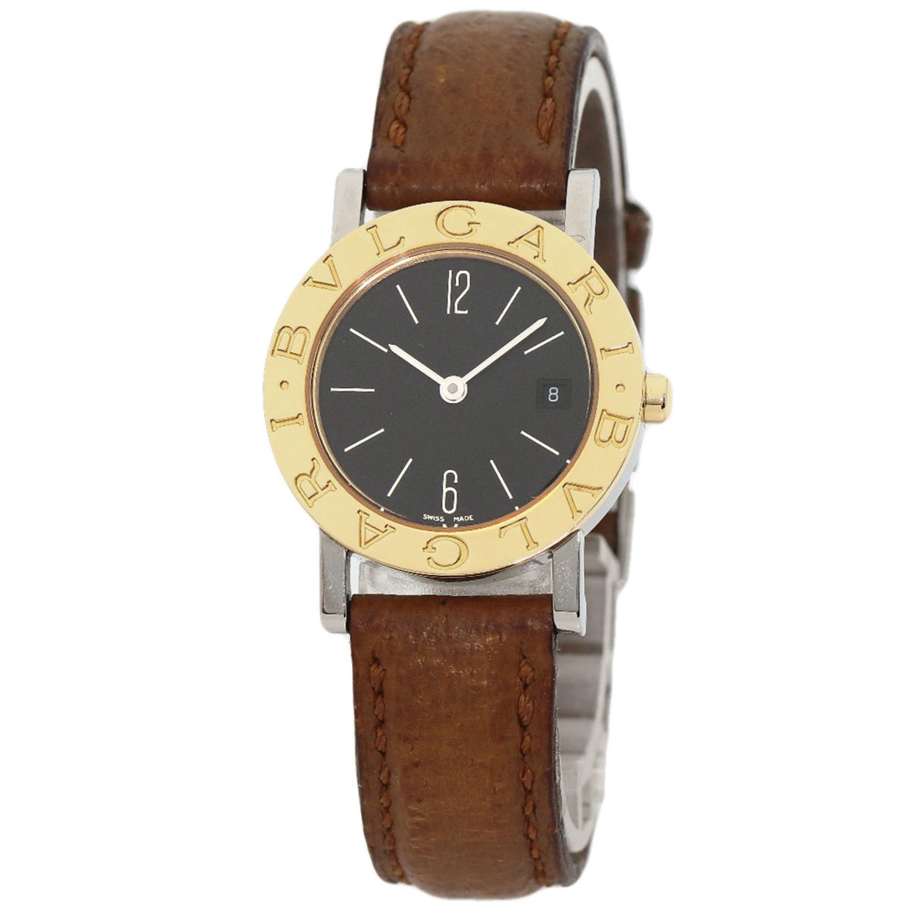 Bvlgari Watch Stainless Steel Leather Ladies